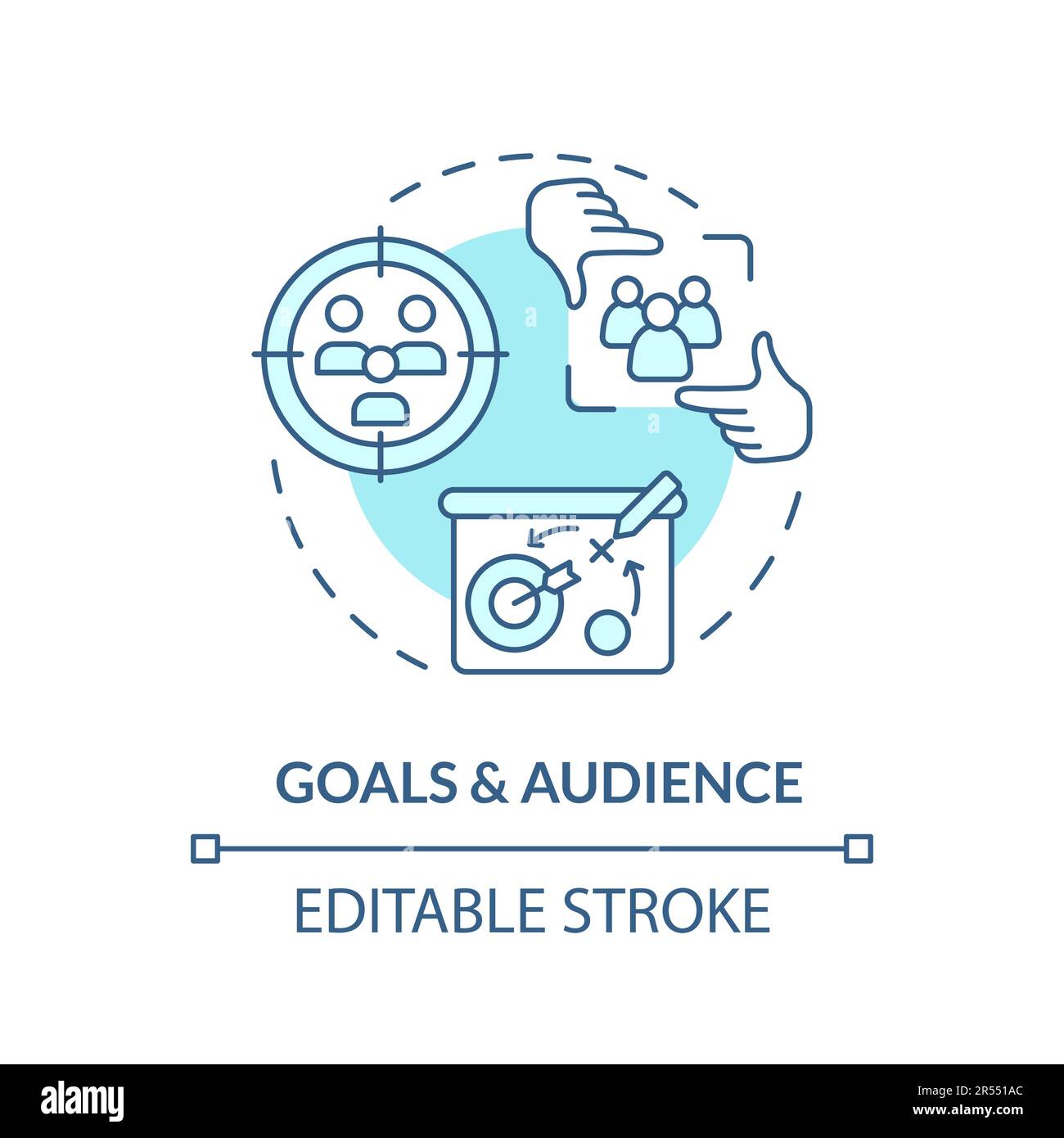 Goals and audience turquoise concept icon Stock Vector