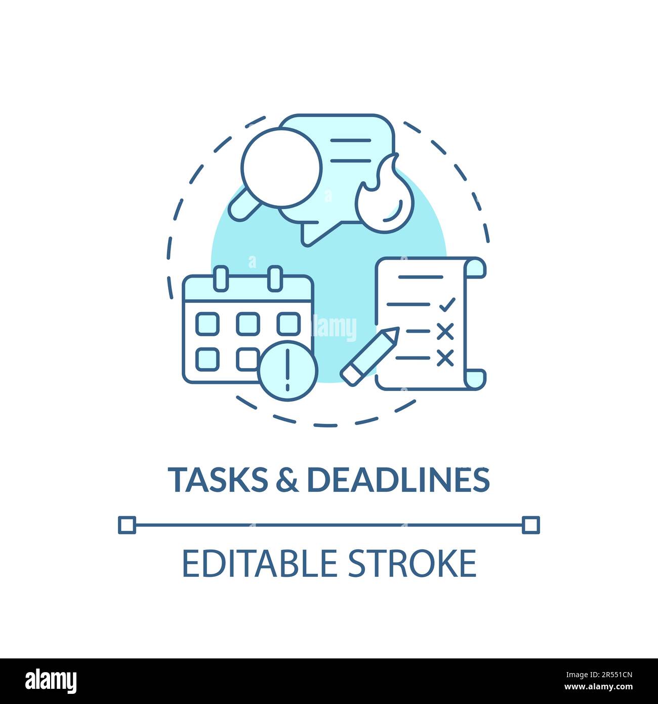 Tasks and deadlines turquoise concept icon Stock Vector