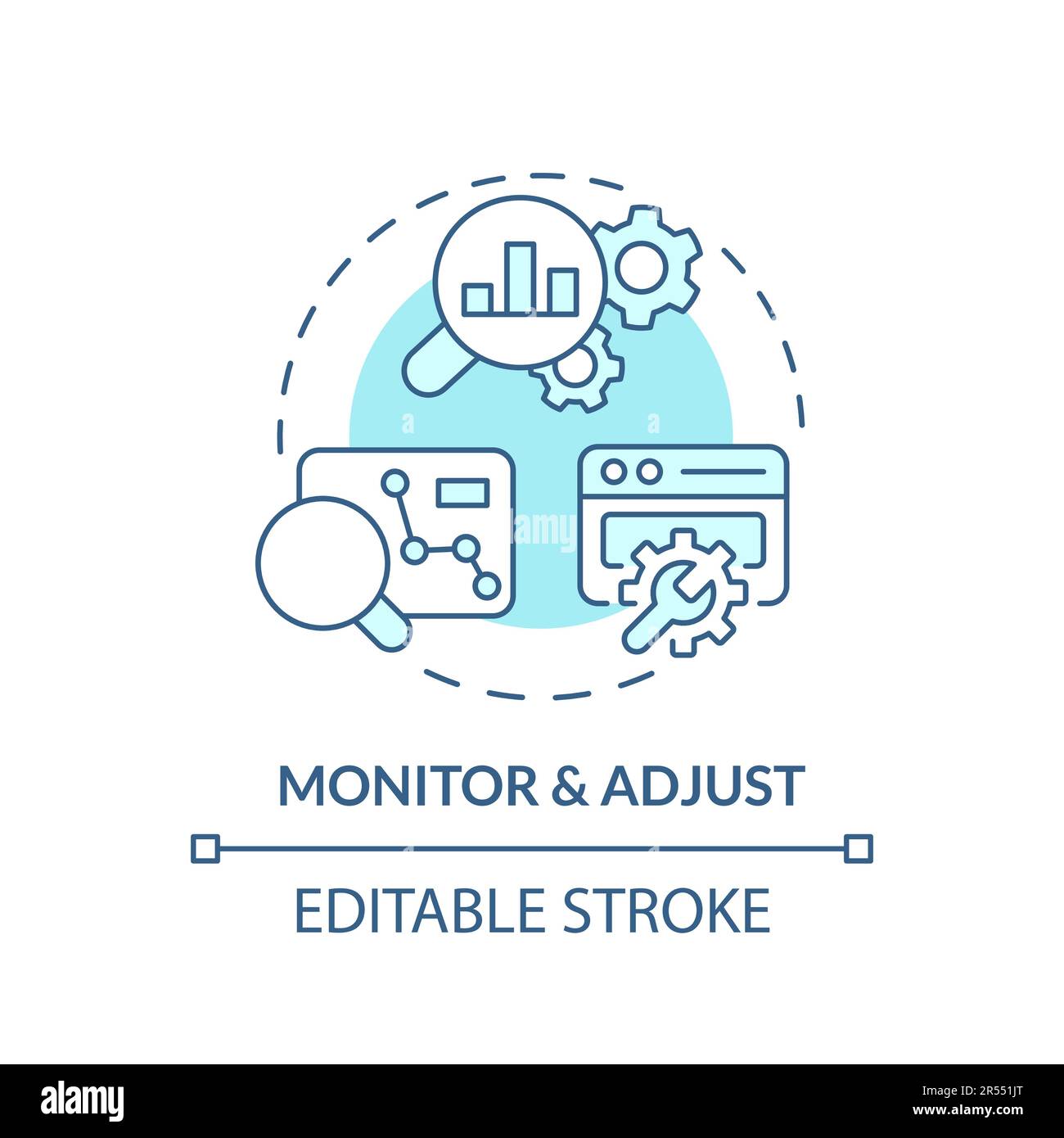 Monitor and adjust turquoise concept icon Stock Vector