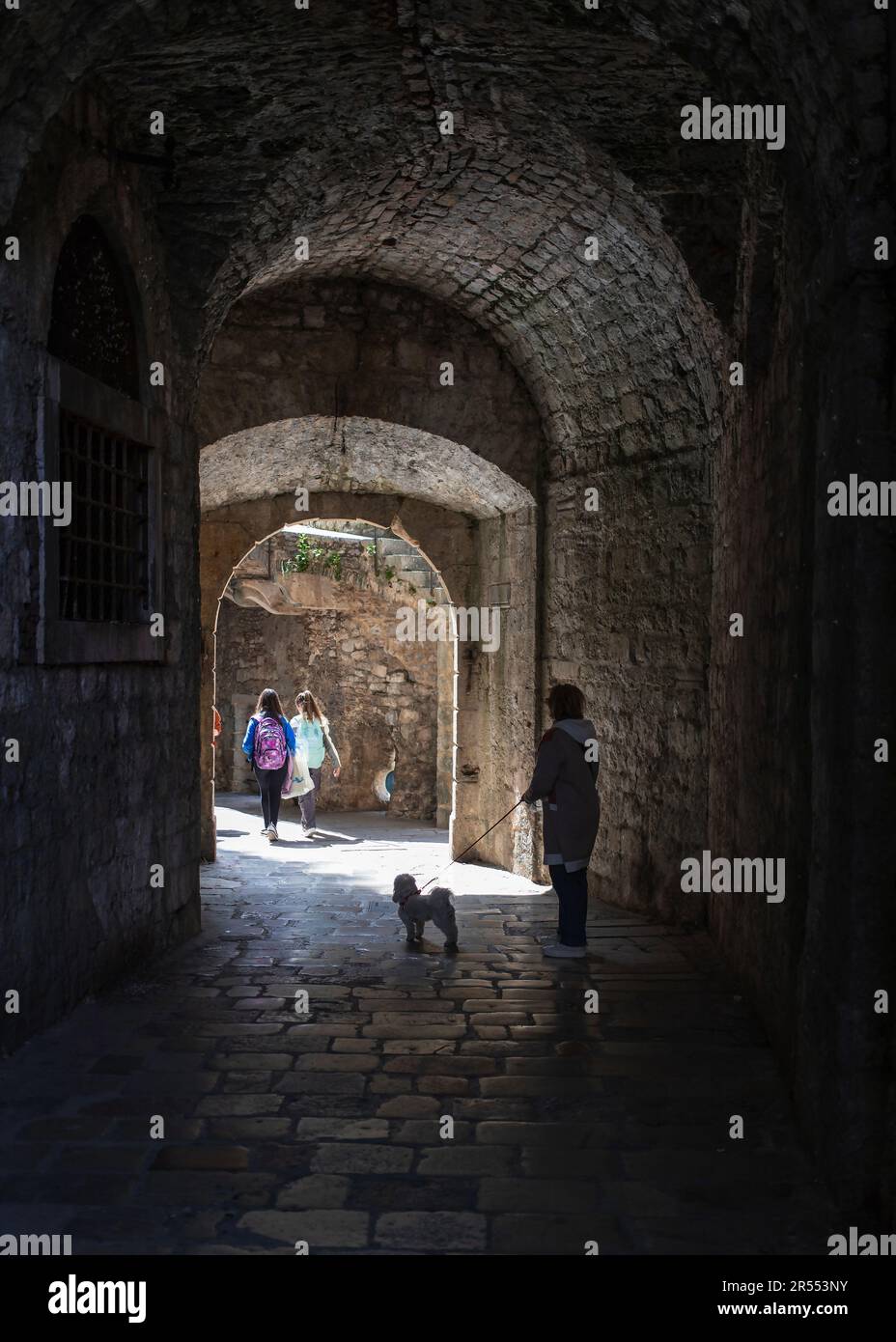 Kotor Montenegro, Apr 12, 2023: Entrance to the Old Town through the arched Gurdić Gate Stock Photo