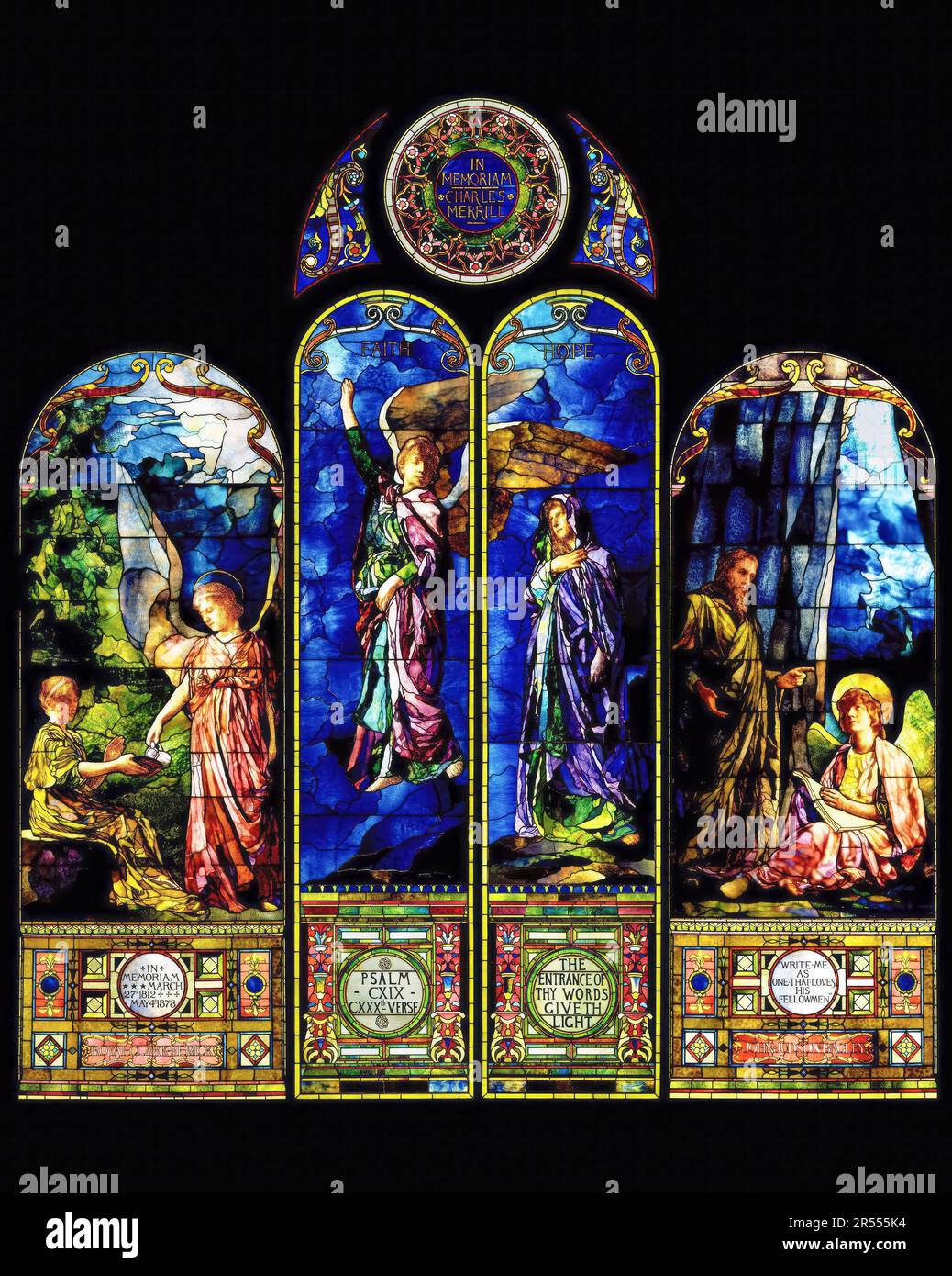 John La Farge, Helping Angel Window Panel, (Stained Glass), painting 1890 Stock Photo