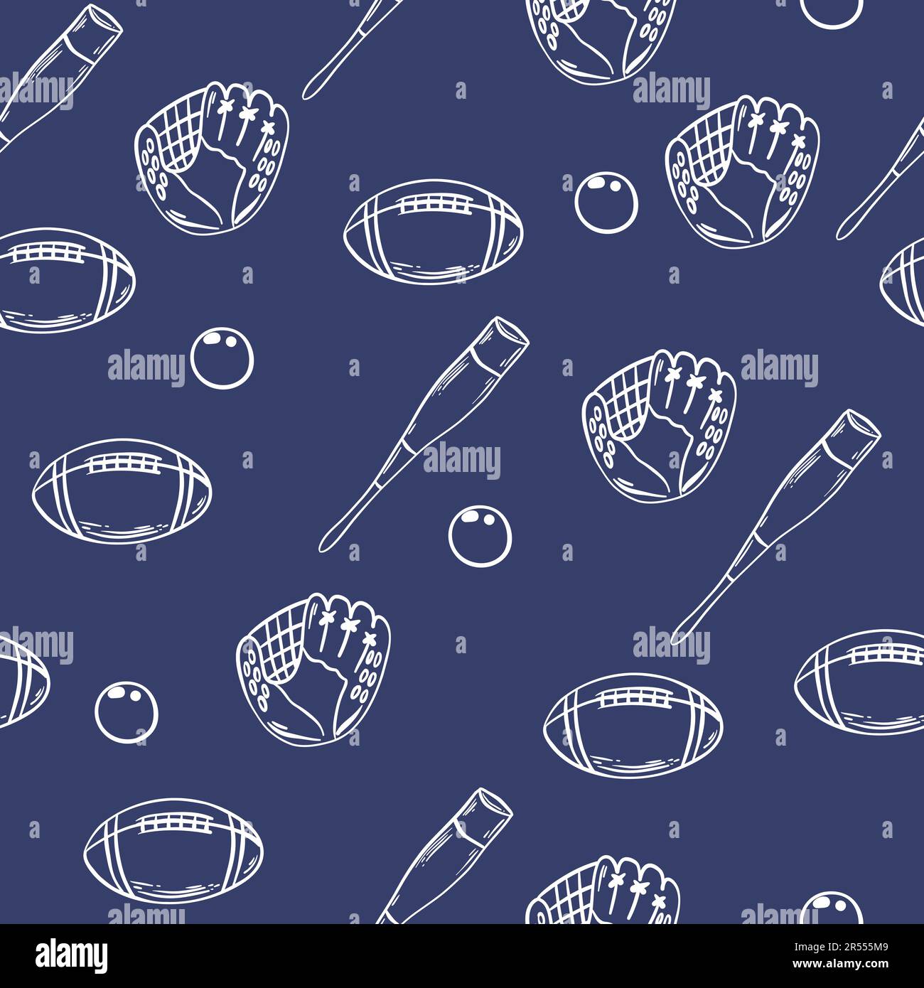 American football wallpaper design vector image. Repeating tile background of rugby balls seamless pattern texture Stock Vector