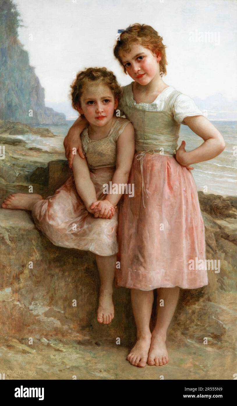 William Adolphe Bouguereau, Sisters on the Shore, portrait painting 1896 Stock Photo