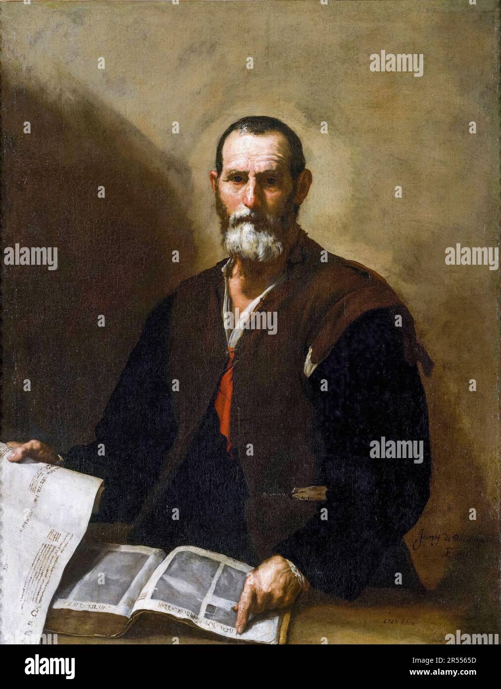 Jusepe de Ribera, Philosopher Crates, portrait painting 1636 Stock Photo
