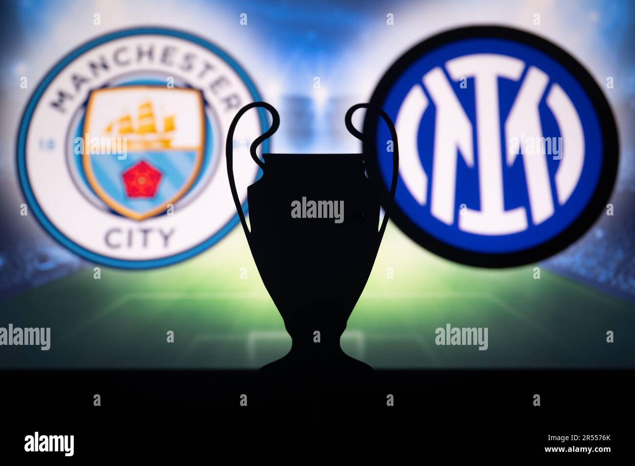 ISTANBUL, TURKEY, MAY 31, 2023: Battle for European Glory: Manchester City (ENG) and Inter Milan (ITA) Face Off in Thrilling UEFA Champions League Fin Stock Photo