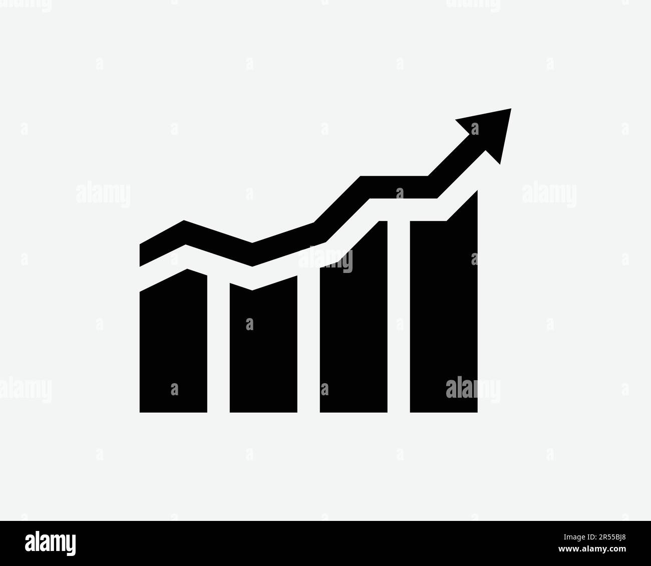 Bar Chart Growth Icon. Business Sales Profits Progress Finance Economy Market Rise Sign Symbol Black Artwork Graphic Illustration Clipart EPS Vector Stock Vector