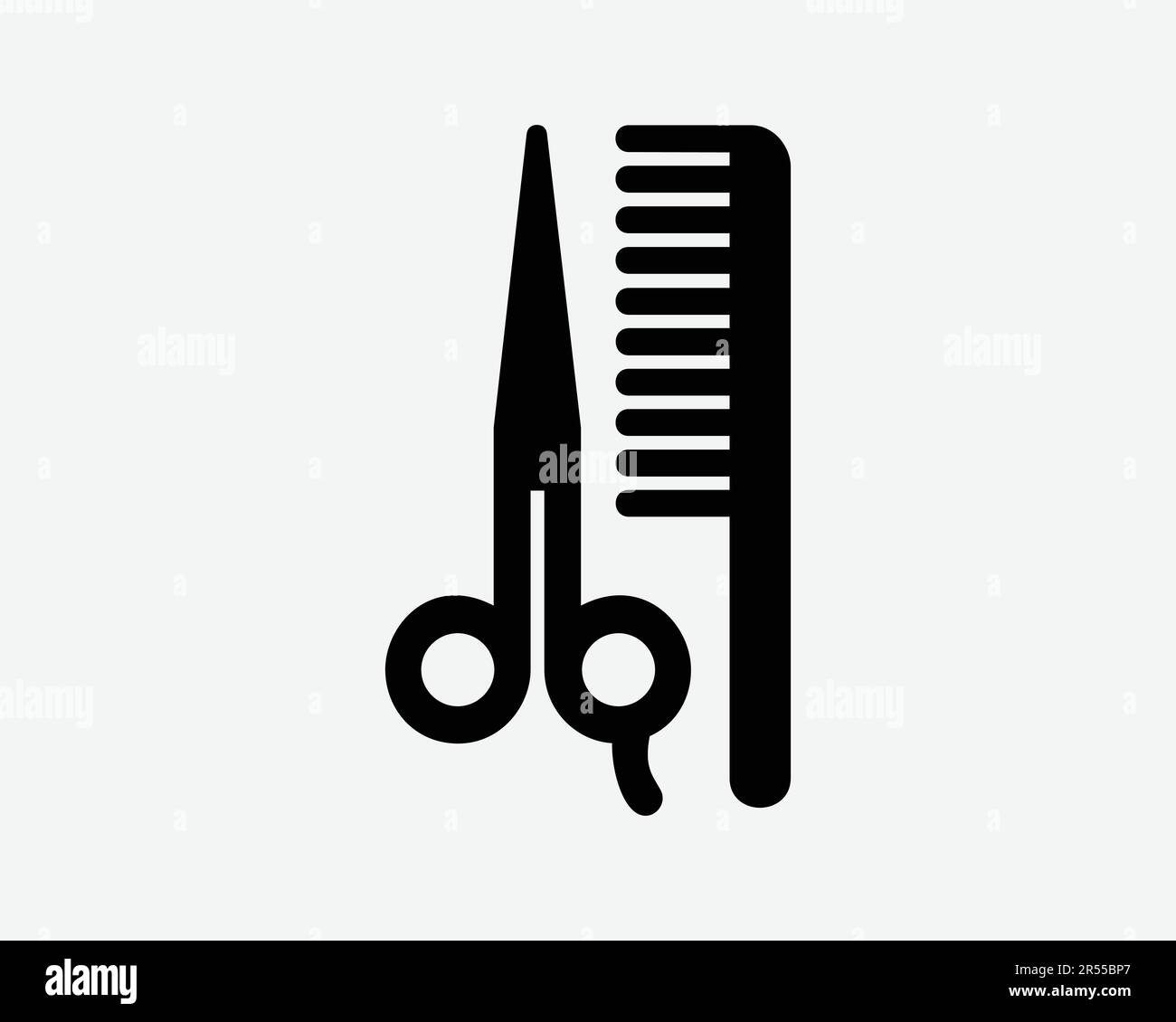 Beauty Salon Icon. Hairdresser Service Barber Hair Cut Style Scissor Scissors Comb Sign Symbol Black Artwork Graphic Illustration Clipart EPS Vector Stock Vector