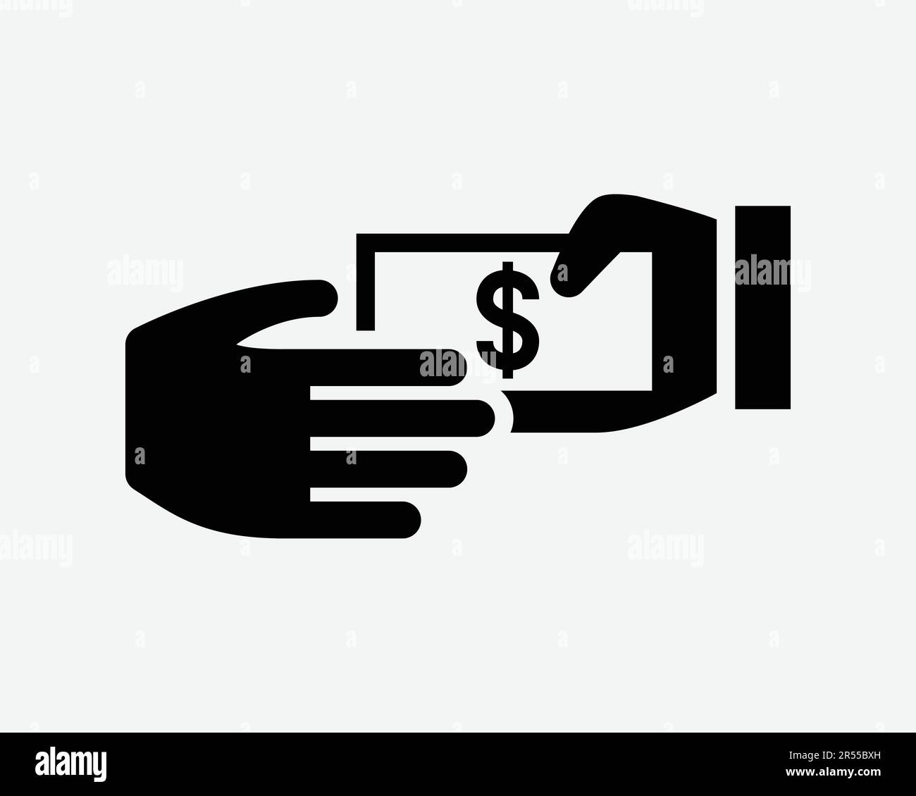 Cash Payment Icon. Finance Pay Money Investment Exchange Hand Bank Banking Loan Note Sign Symbol Black Artwork Graphic Illustration Clipart EPS Vector Stock Vector