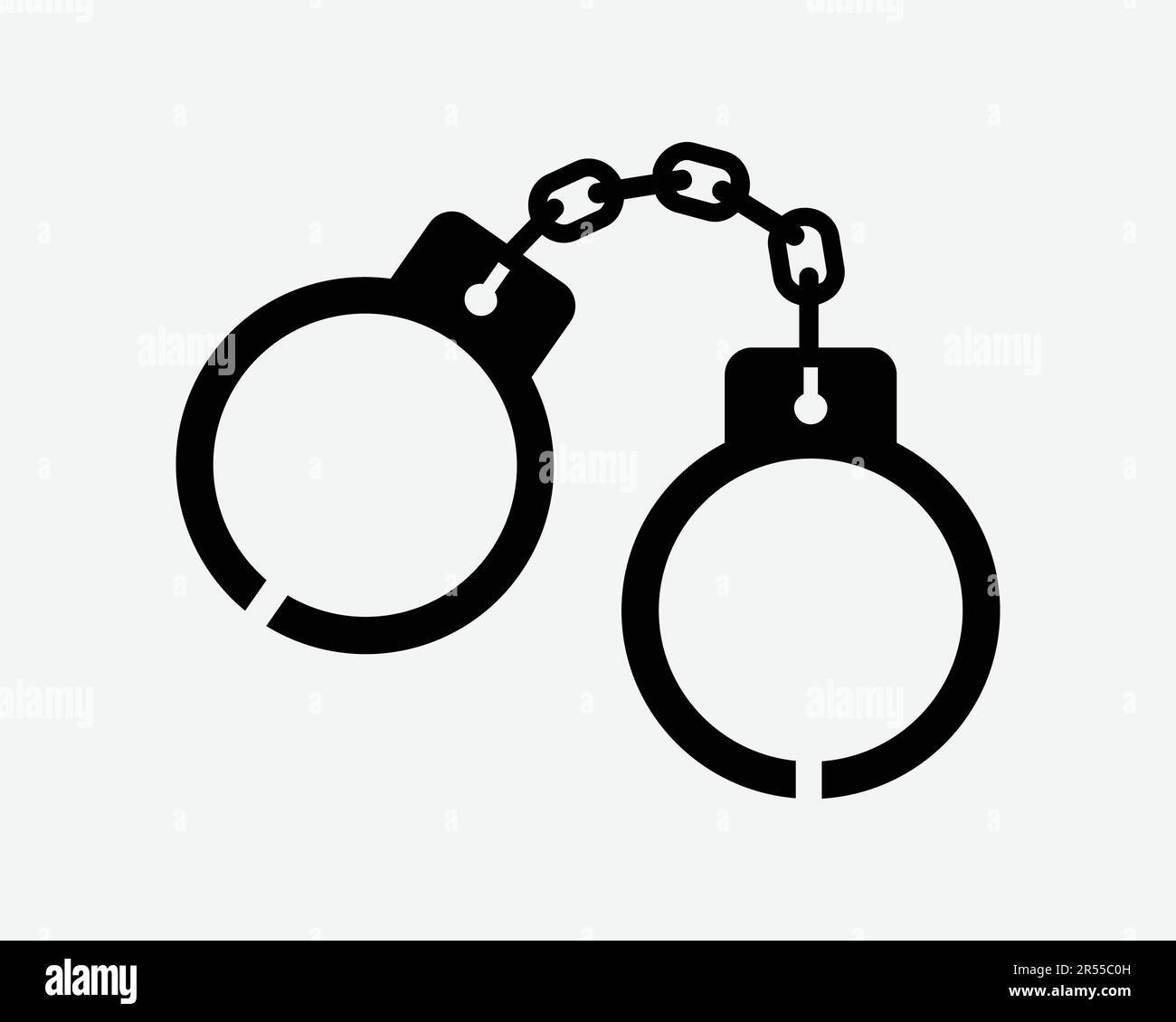 Handcuffs Icon Cuff Slavery Crime Criminal Justice Prison Jail Custody Bondage Slave Sign Symbol Black Artwork Graphic Illustration Clipart EPS Vector Stock Vector