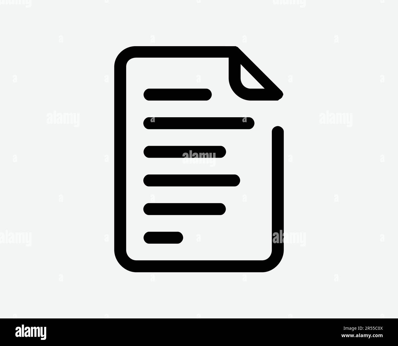 Document Icon. File Paper Folder Note Contract Message Sheet Archive Outline Shape Sign Symbol Black Artwork Graphic Illustration Clipart EPS Vector Stock Vector