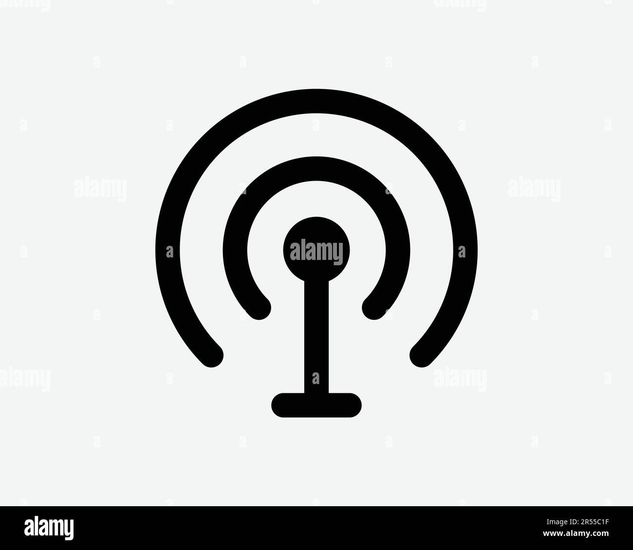 Broadcast Network Icon. Radio Wireless Communication Signal Wave Connection On Air Sign Symbol Black Artwork Graphic Illustration Clipart EPS Vector Stock Vector