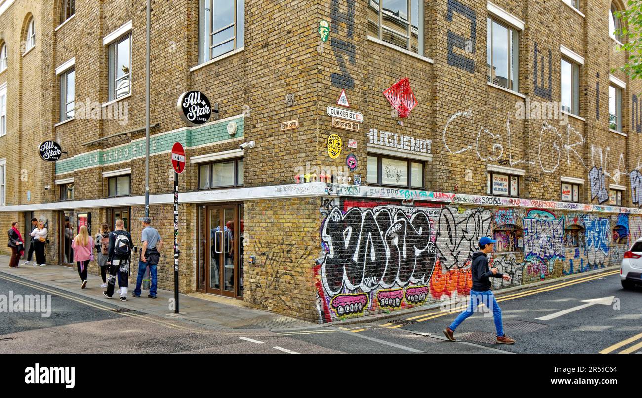 London Brick Lane Tower Hamlets shops cafes restaurants Quaker Street