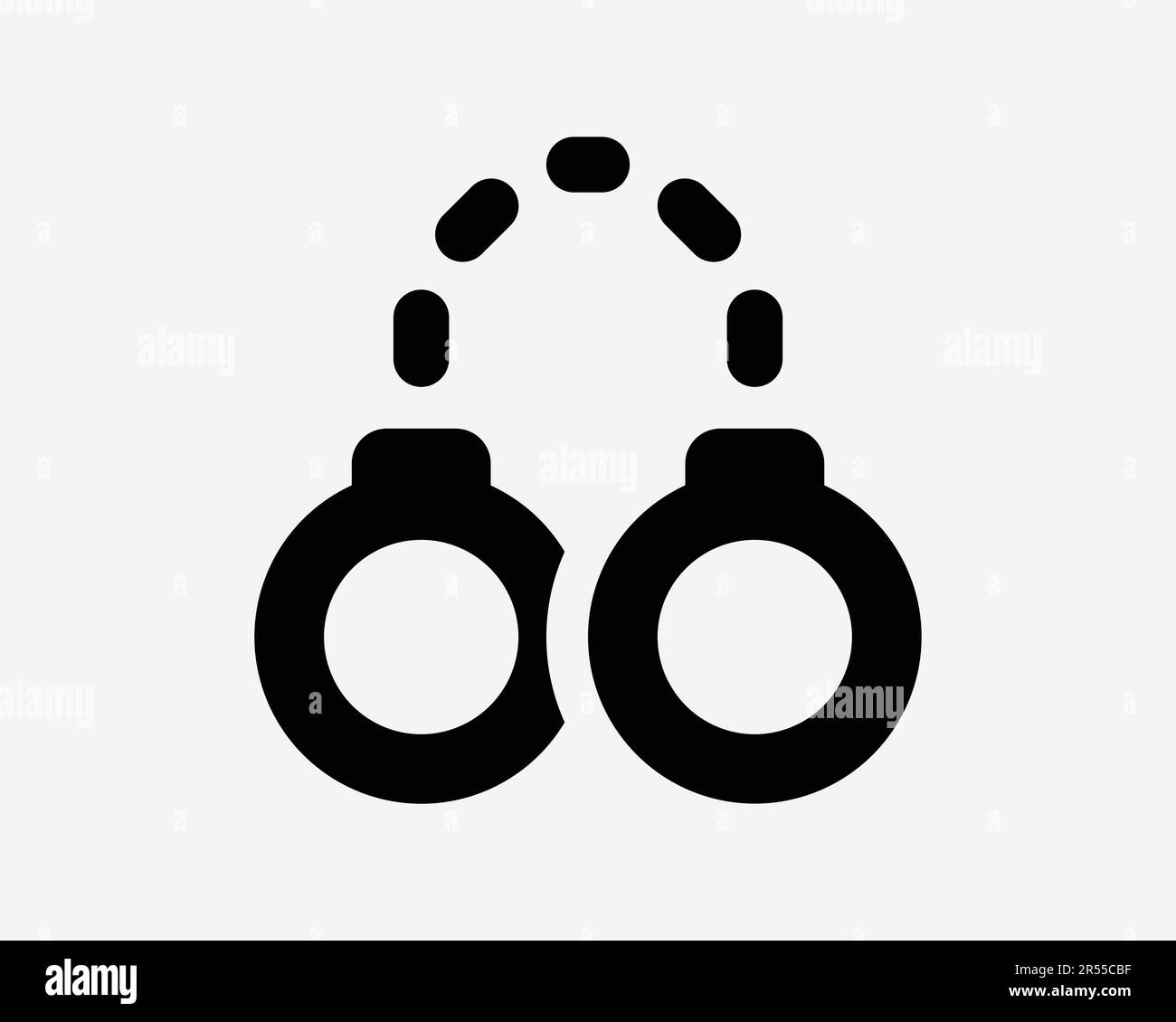 Handcuffs Chain Icon. Crime Criminal Police Law Justice Prisoner Arrest Jail Prison Sign Symbol Black Artwork Graphic Illustration Clipart EPS Vector Stock Vector