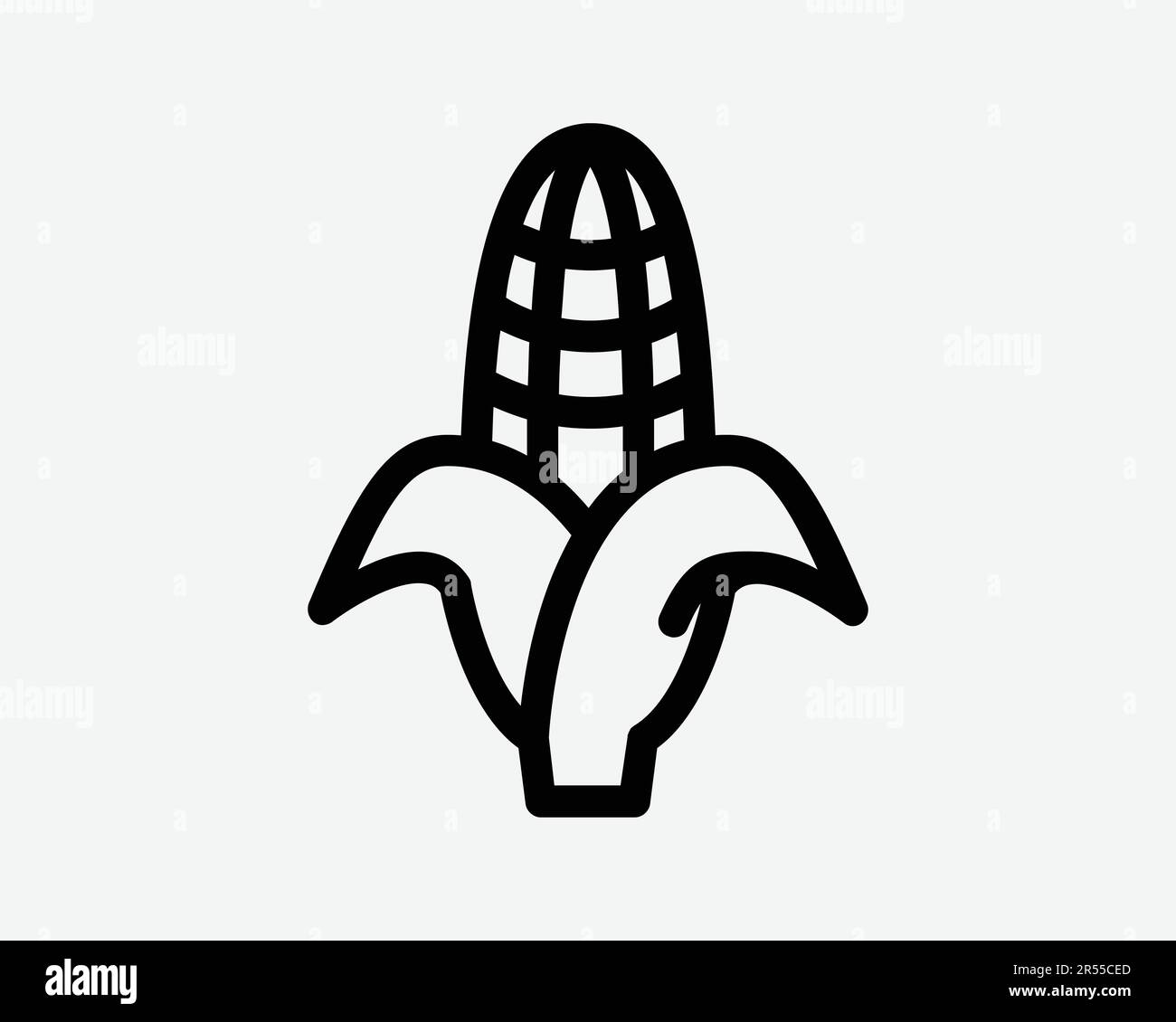 Corn Icon. Grain Maize Farm Agriculture Food Farming Harvest Crop Produce Corncob Sign Symbol Black Artwork Graphic Illustration Clipart EPS Vector Stock Vector