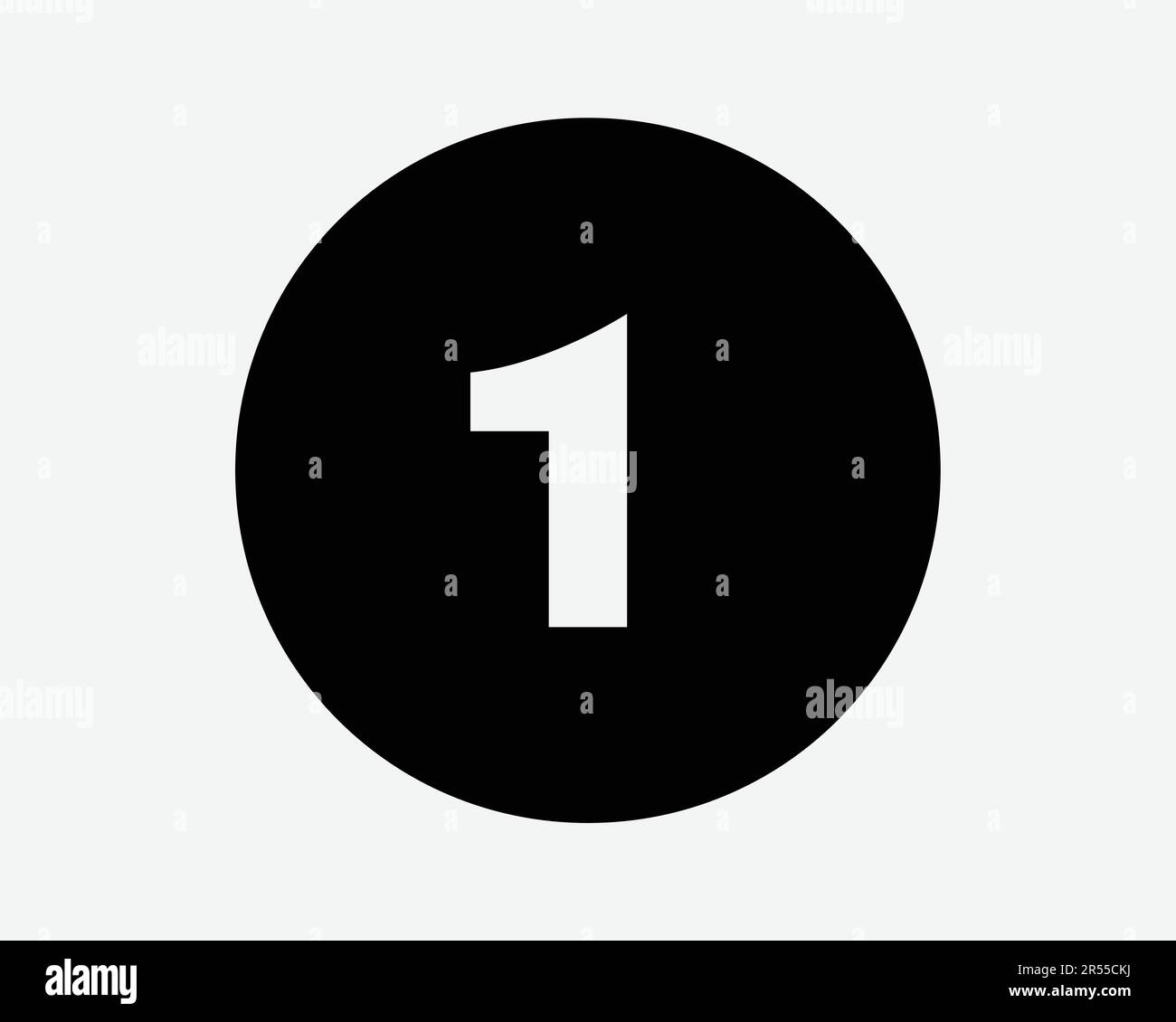 Number One Round Icon. 1 Circle Button First 1st Digit Math Win Won Winning Badge Sign Symbol Black Artwork Graphic Illustration Clipart EPS Vector Stock Vector