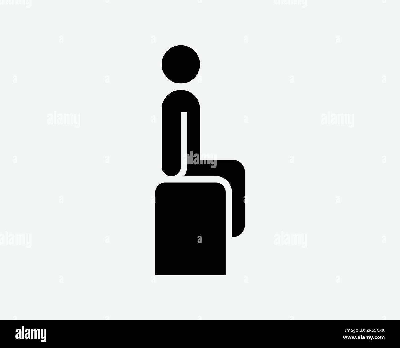 Man Sitting Icon. Person Sit Bench Chair Wait Waiting Seat Patience Male Boy Human Sign Symbol Black Artwork Graphic Illustration Clipart EPS Vector Stock Vector