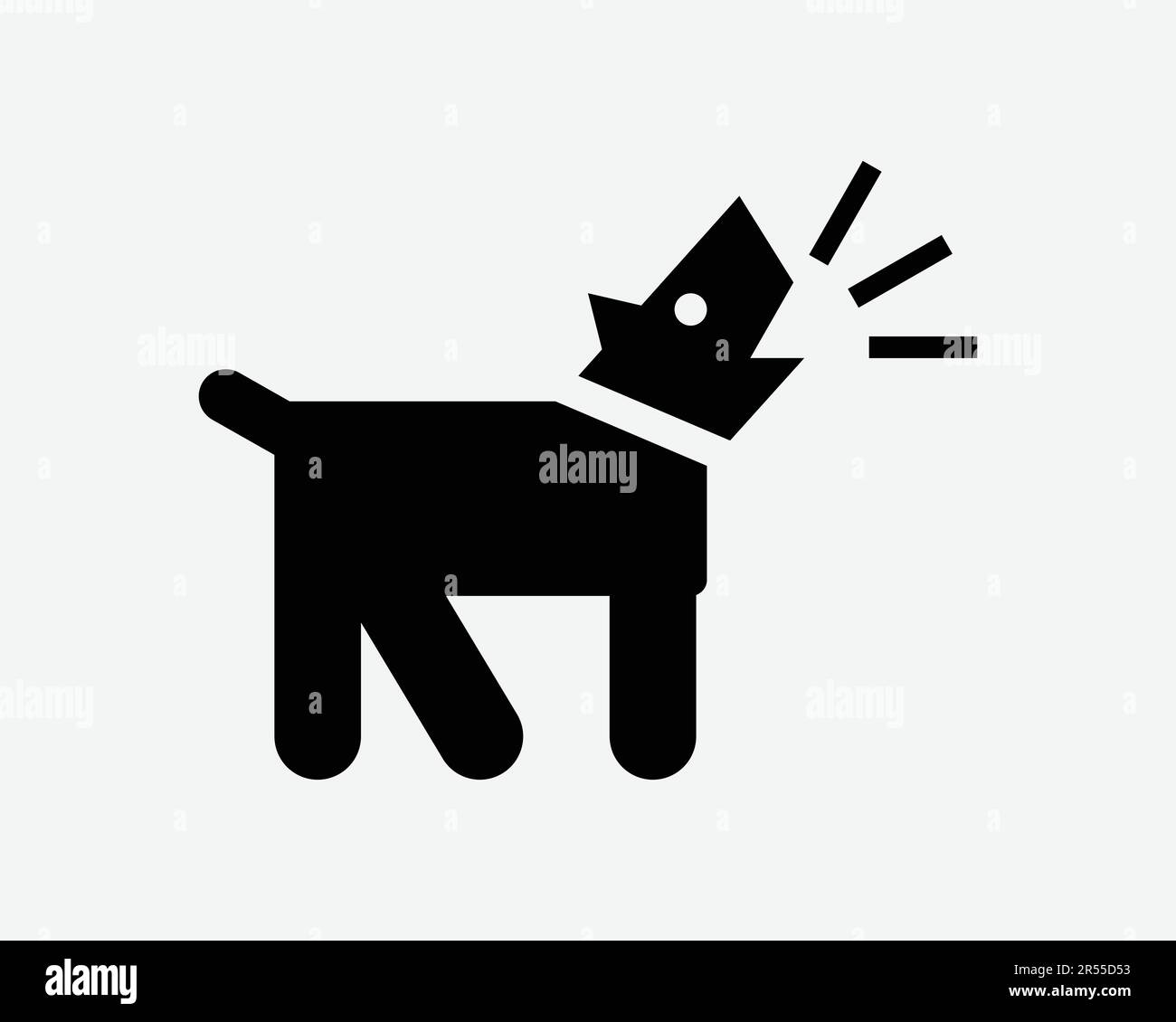 Dog Barking Icon. Puppy Barking Guard Aggressive Howl Beware Danger Hazard Caution Sign Symbol Black Artwork Graphic Illustration Clipart EPS Vector Stock Vector