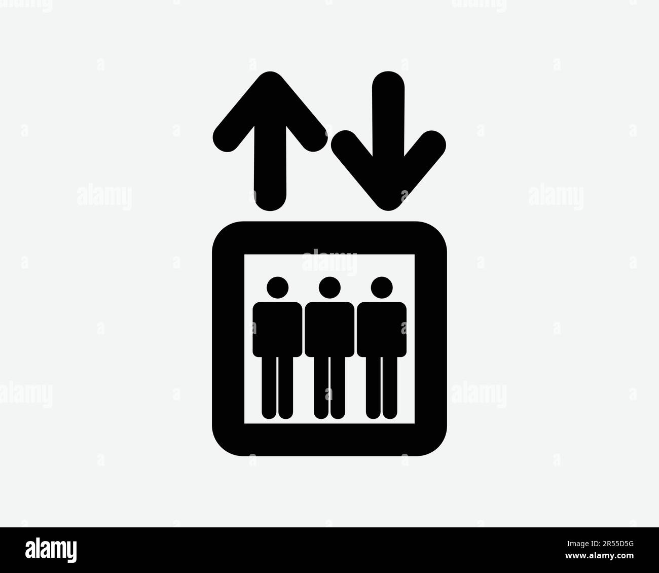 Elevator Icon. Lift Arrow Up Down Person People Building Lobby Information Signage Sign Symbol Black Artwork Graphic Illustration Clipart EPS Vector Stock Vector