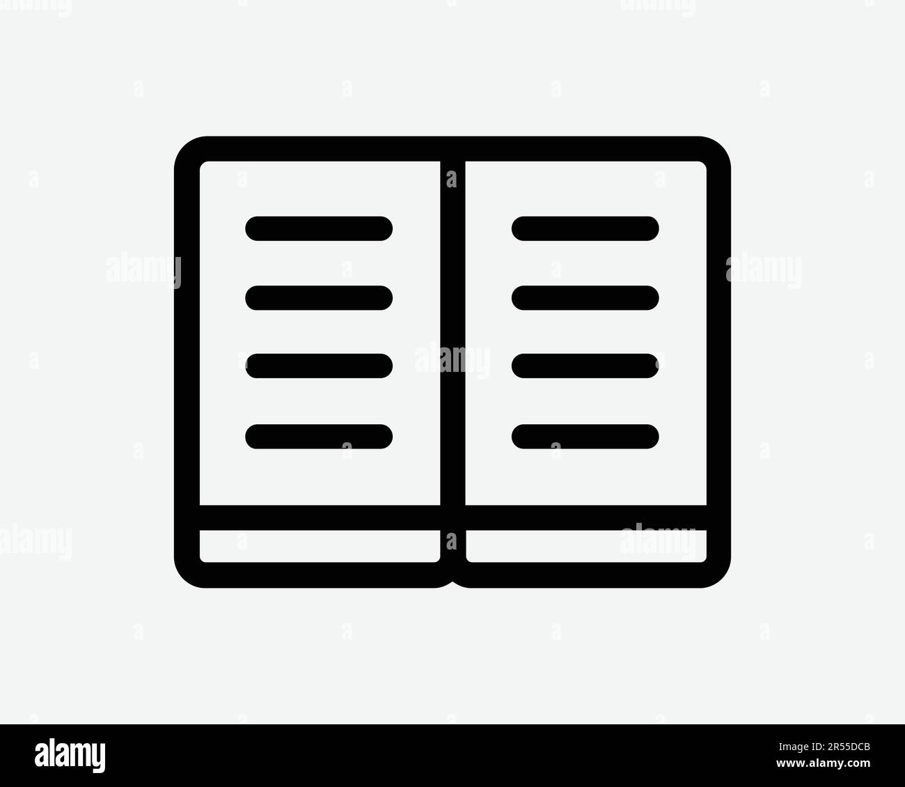 Open Book Flat Icon. Library Literature Read Textbook Page Dictionary School Text Sign Symbol Black Artwork Graphic Illustration Clipart EPS Vector Stock Vector