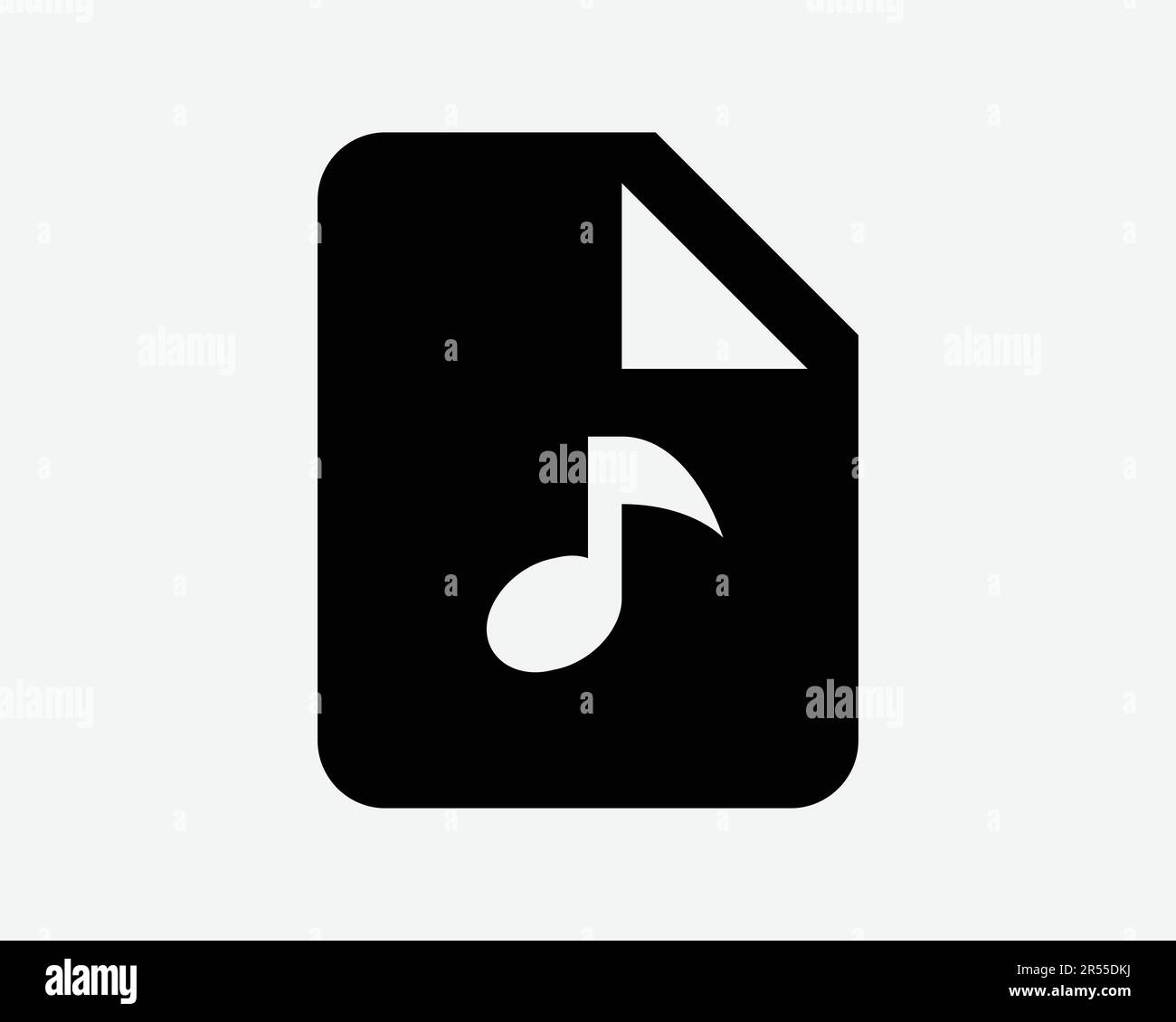 Music File Icon. Musical Audio Document Folder Sound mp3 Media Type Format Internet Sign Symbol Black Artwork Graphic Illustration Clipart EPS Vector Stock Vector
