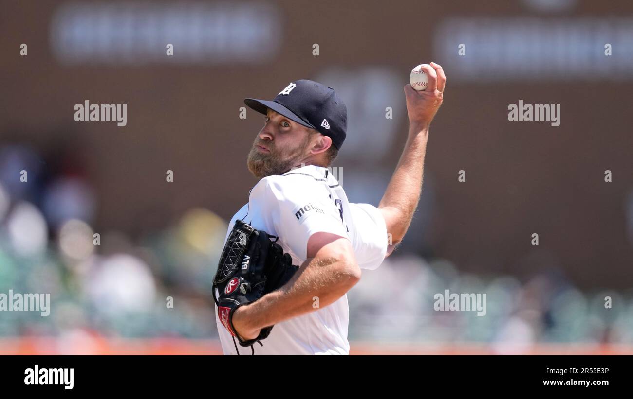 Detroit Tigers relief pitcher Brendan White plays during a baseball game,  Tuesday, July 25, 2023, in Detroit. (AP Photo/Carlos Osorio Stock Photo -  Alamy