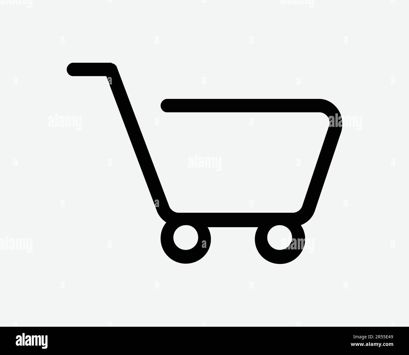 Shopping Cart Line Icon. Retail Trolley Check Out Business E-commerce Online Store Sign Symbol Black Artwork Graphic Illustration Clipart EPS Vector Stock Vector