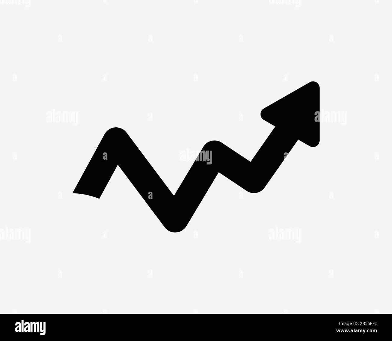 Stock Chart Arrow Line Icon. Growth Profit Market Economy Up Grow Increase Progress Sign Symbol Black Artwork Graphic Illustration Clipart EPS Vector Stock Vector
