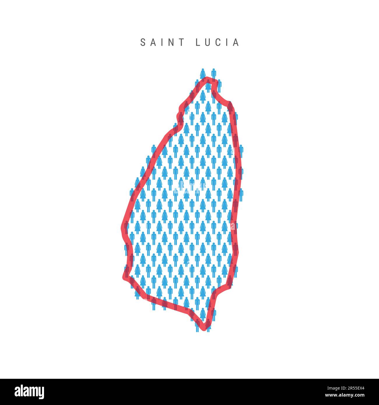 Saint Lucia population map. Stick figures Saint Lucian people map with