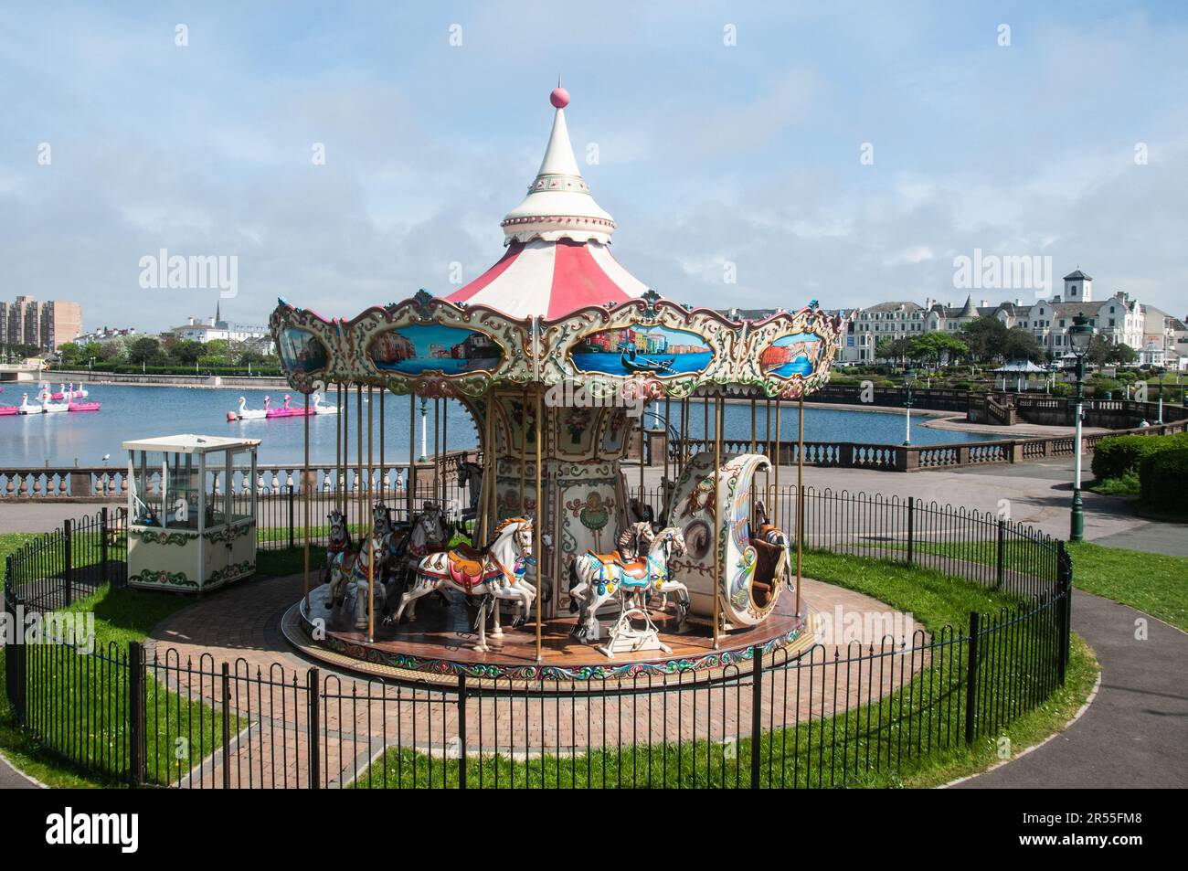 Around the UK - A traditional children's roundabout at Southport Stock Photo