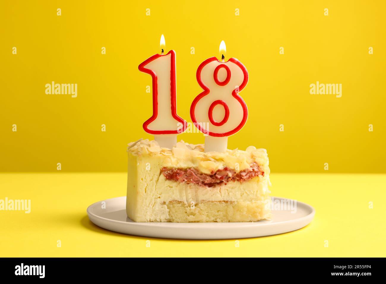 Coming of age party 18th birthday. Delicious cake with number shaped