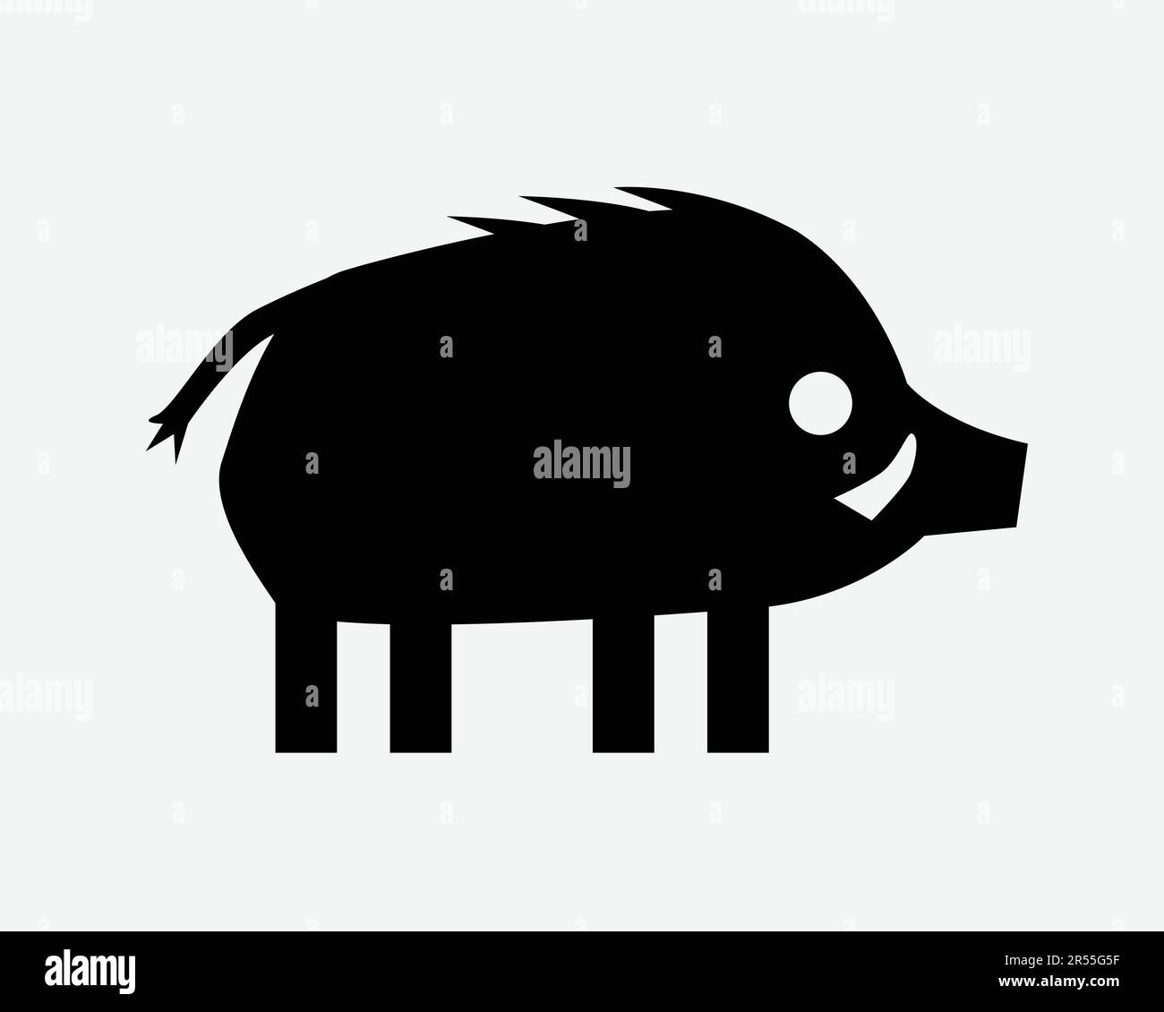 Wild Boar Icon. Animal Pig Wildlife Beast Mammal Swine Hog Shape Outline Cartoon Sign Symbol Black Artwork Graphic Illustration Clipart EPS Vector Stock Vector
