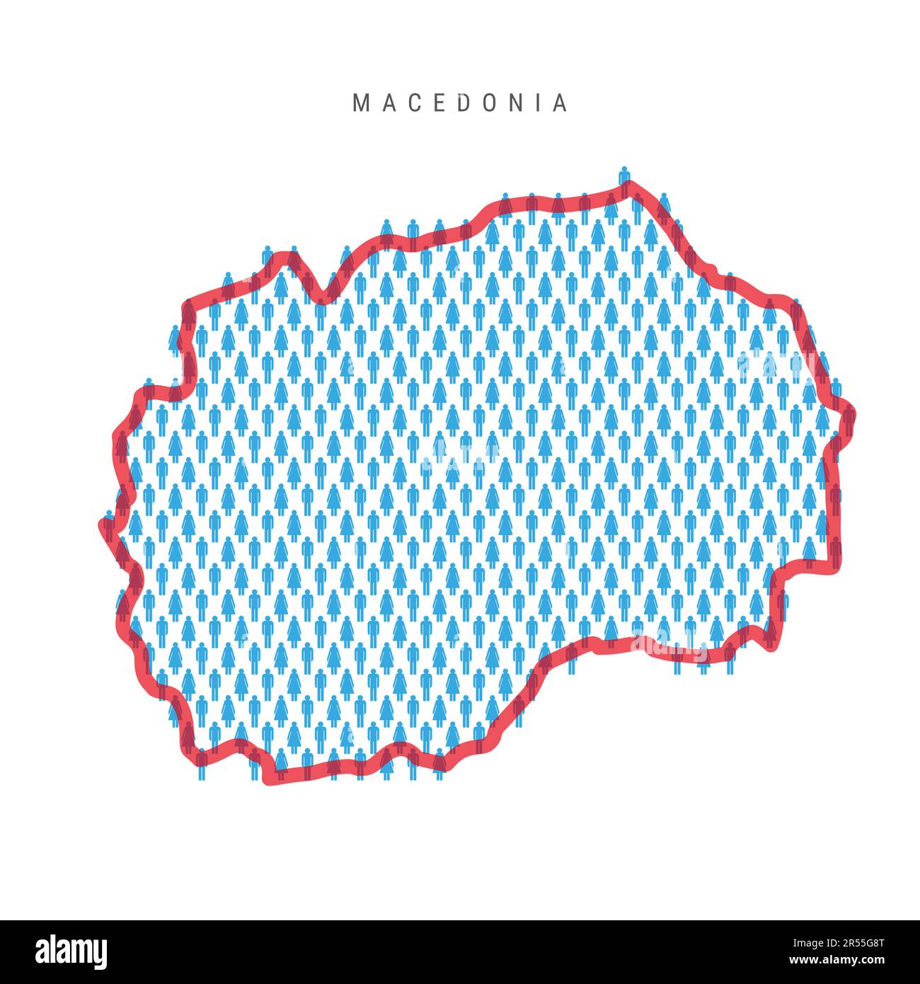 Macedonia population map. Stick figures Macedonian people map with bold
