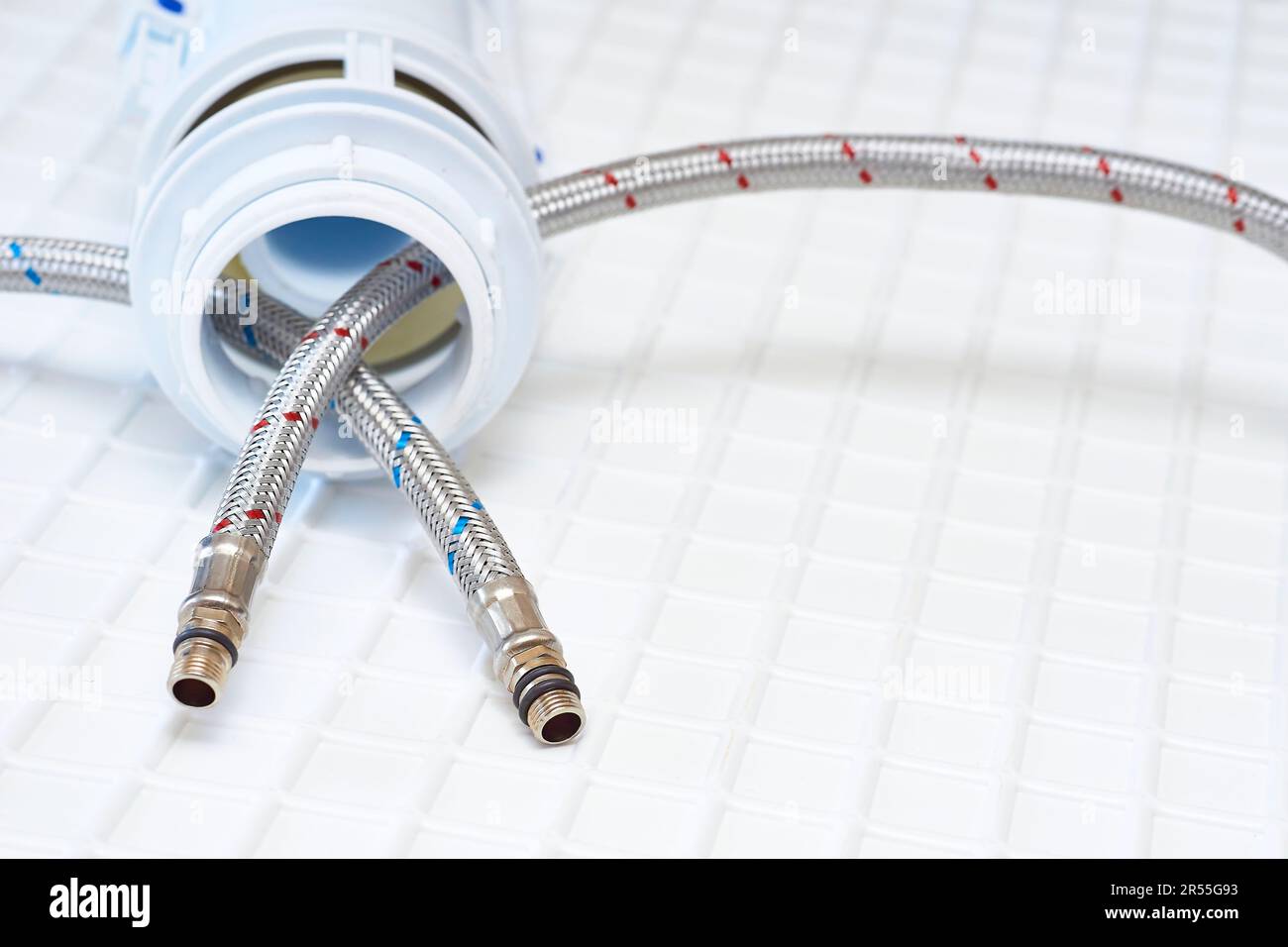 Plumbing. Flexible metal steel faucet hoses, flush mechanism, siphon