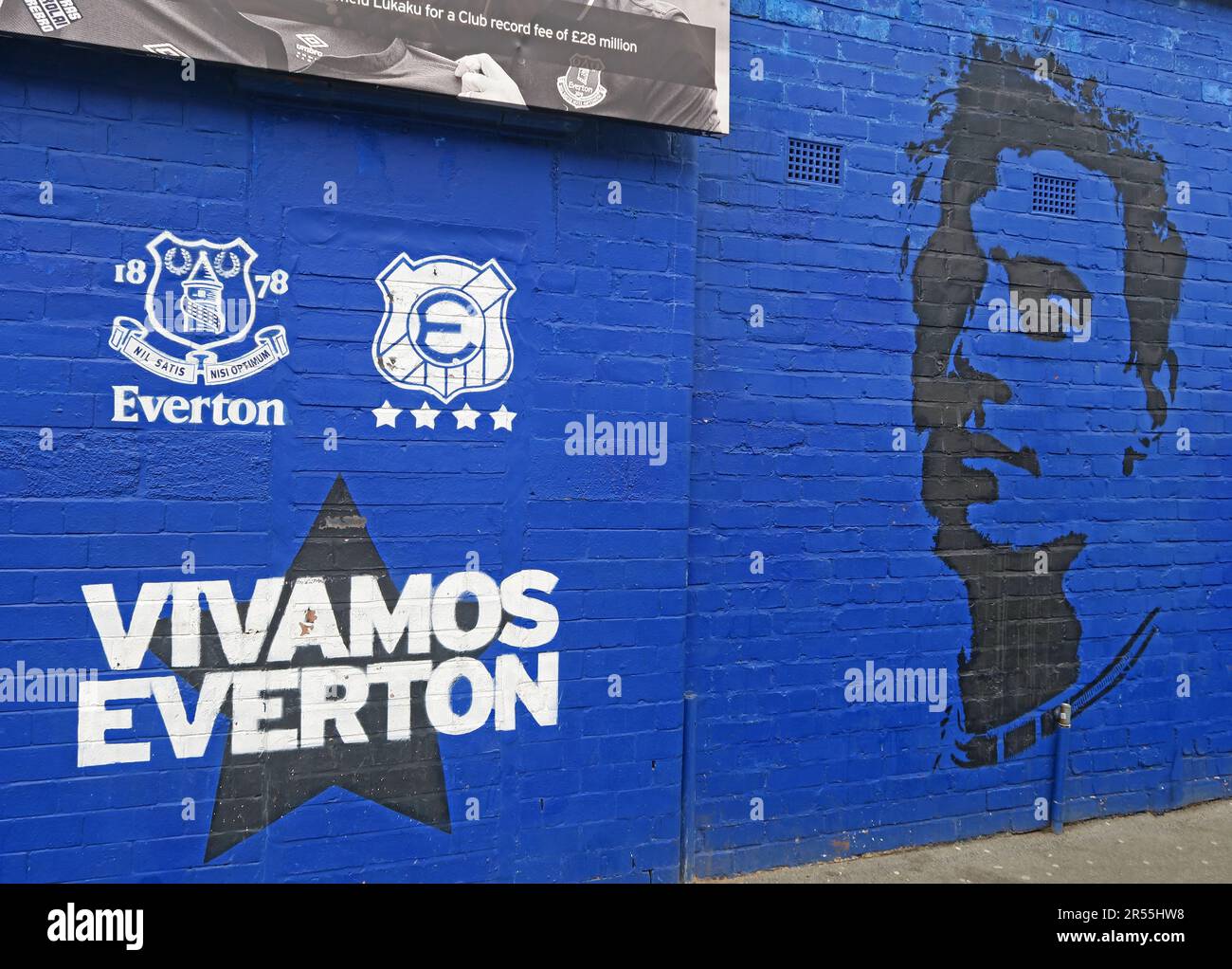 Vivamos EFC, Everton Football Club, Goodison Park Stadium, Goodison Rd, Liverpool , Merseyside, England, UK, L4 4EL Stock Photo