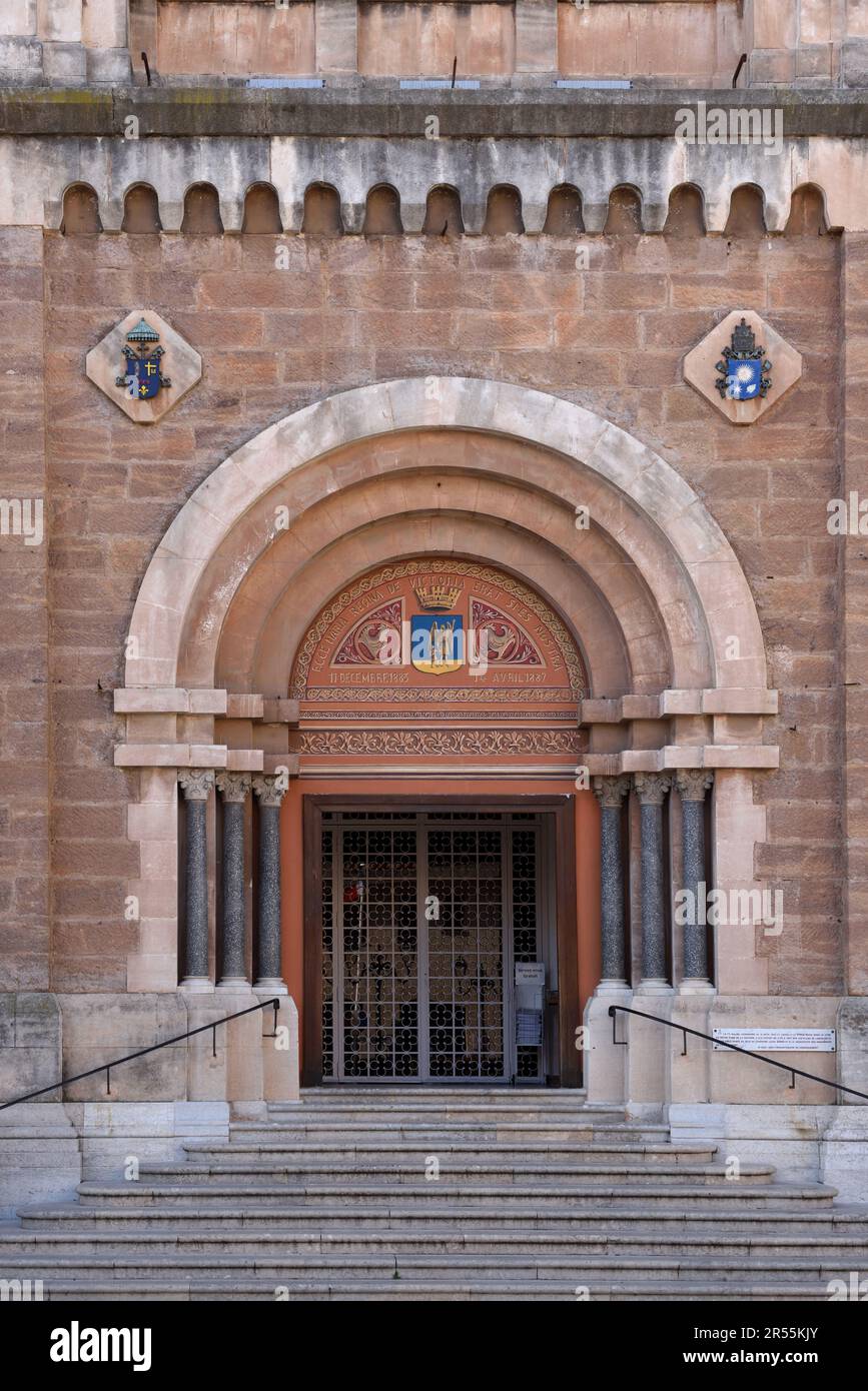 Main Entrance Door to Notre Dame de la Victoire Church in Saint Raphael Var Côte-d'Azur or French Riviera France Stock Photo