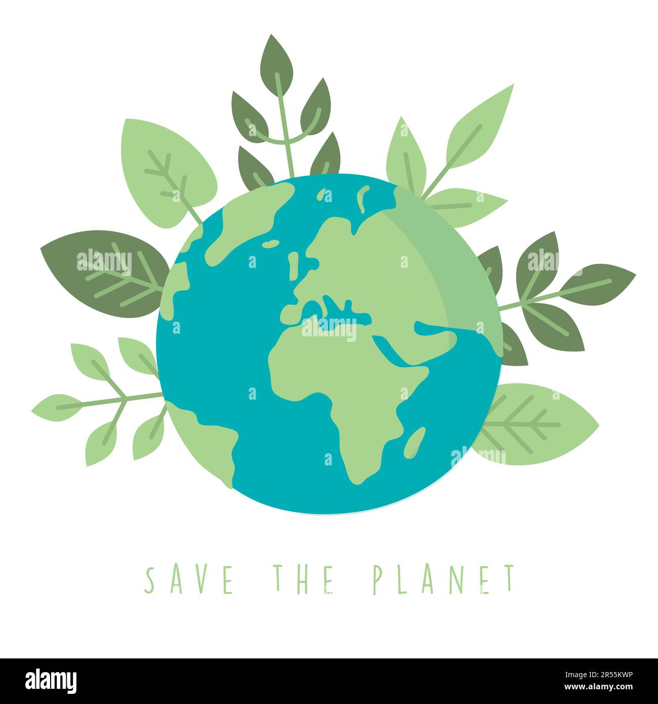 save the planet earth day globe with green leaves Stock Vector Image ...