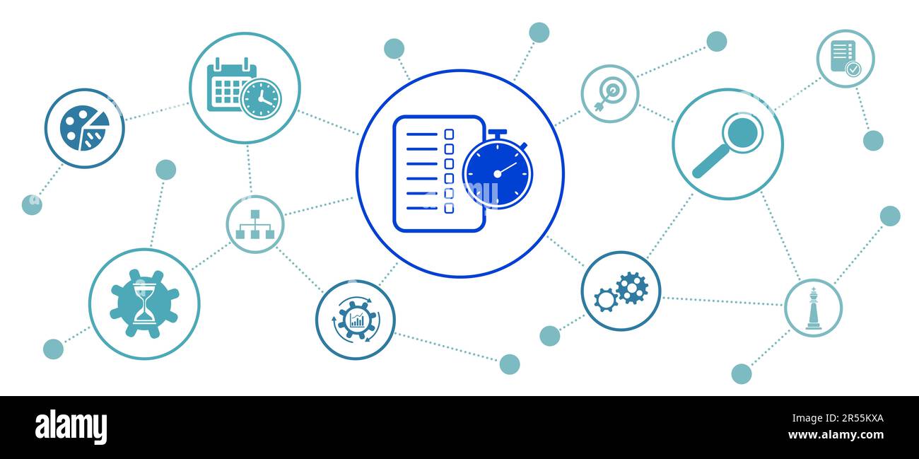 Concept of action plan with connected icons Stock Photo - Alamy