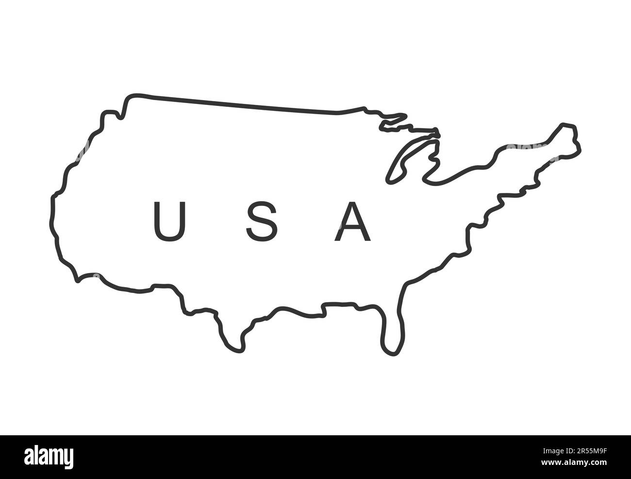 USA map in a stroke. Outline of the USA in black on a white background. USA vector map Stock Vector