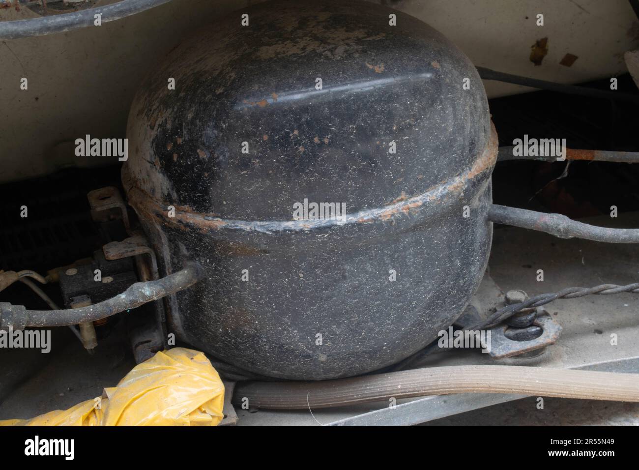 Old and rusty refrigerator, fridge compressor Stock Photo Alamy