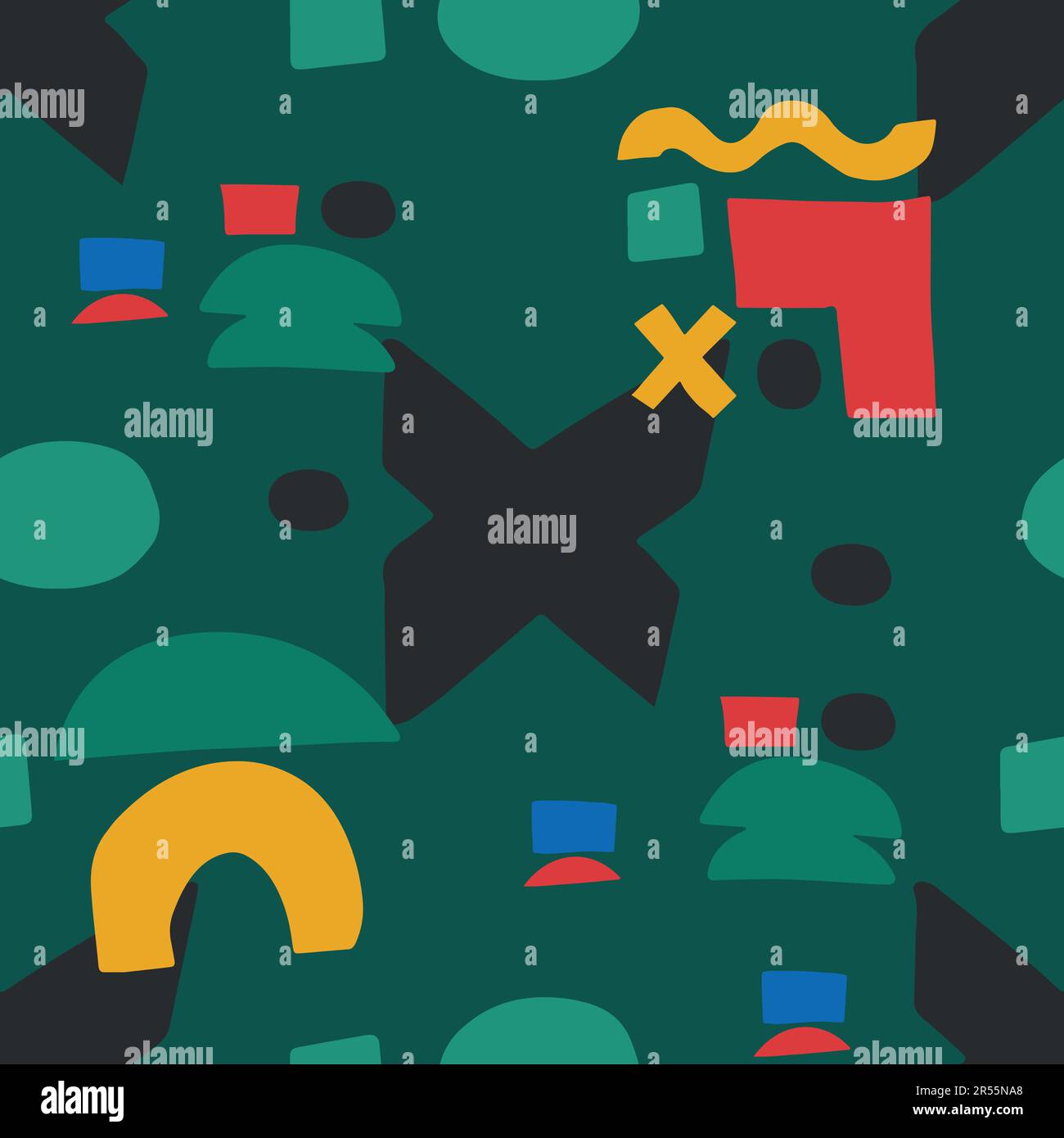 Vector seamless pattern. Repeating abstract background with hand drawn ...