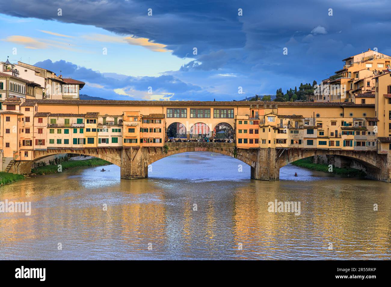 View of the Arno river in Florence, Italy: the Ponte Vecchio. Stock Photo