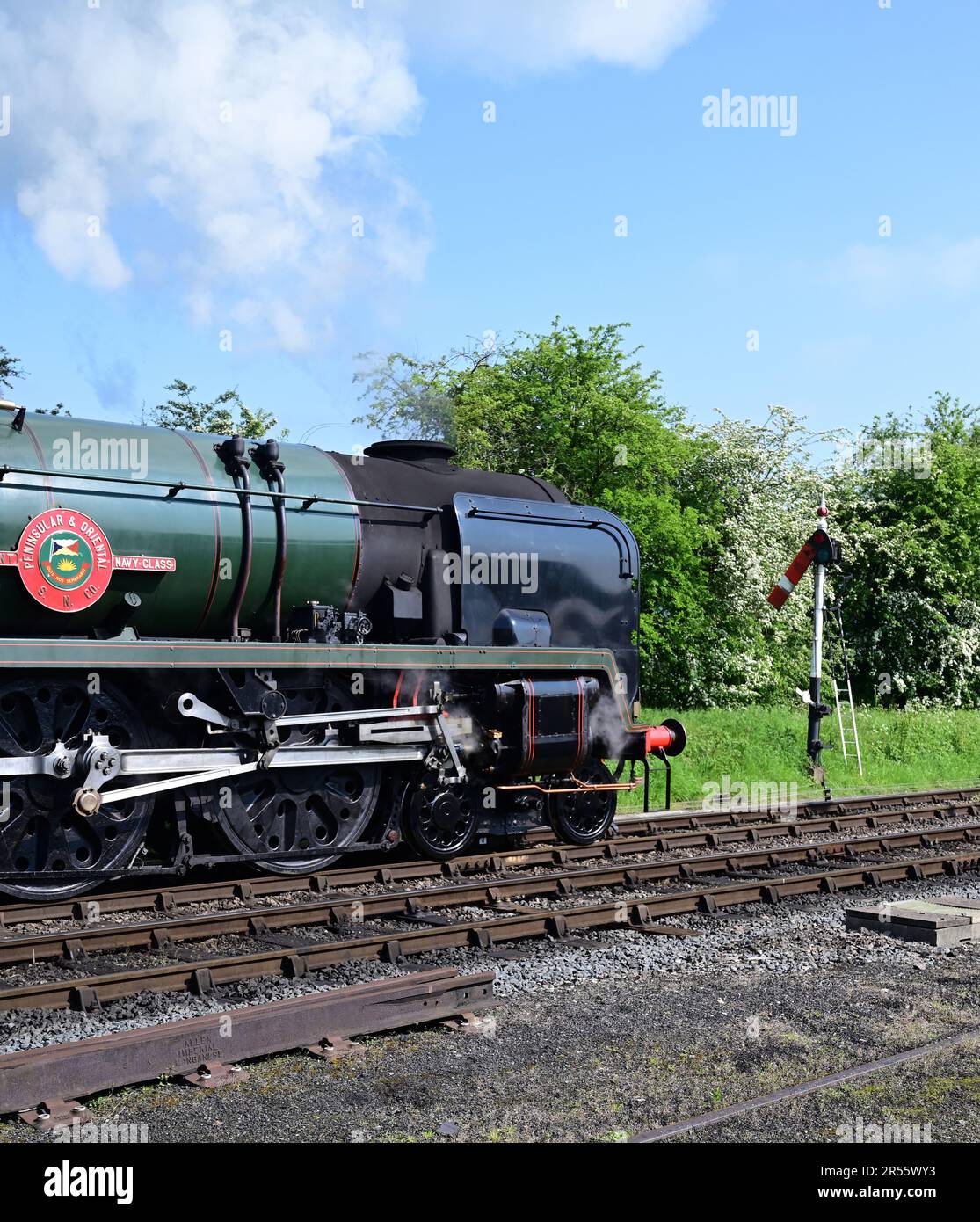 SR Merchant Navy class No 35006 Peninsular & Oriental S.N.Co at the Gloucestershire Warwickshire Steam Railway's Cotswold Festival of Steam 2023. Stock Photo