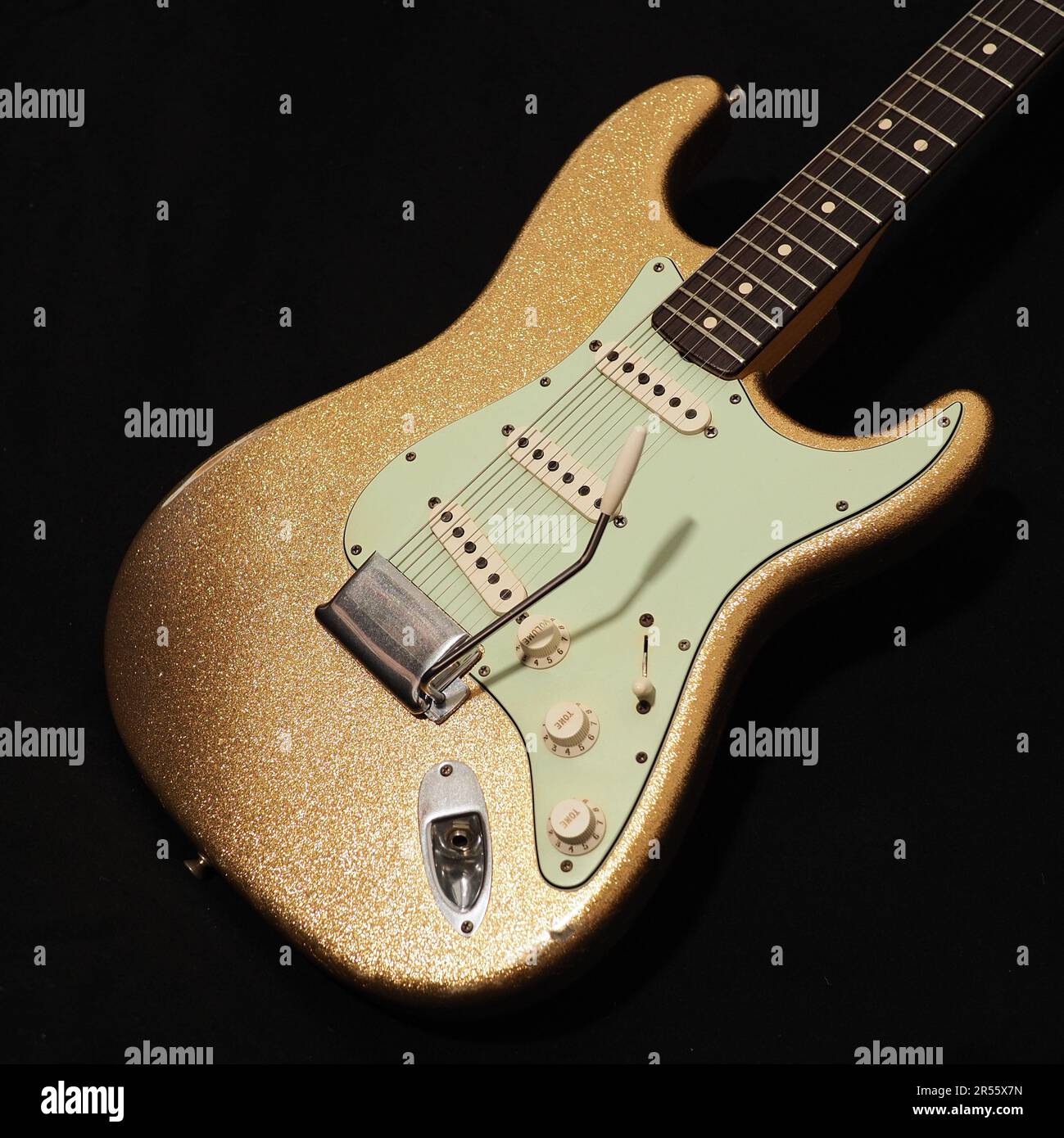 Fender Custom Shop Masterbuilt Gold Sparkle Stratocaster Stock Photo
