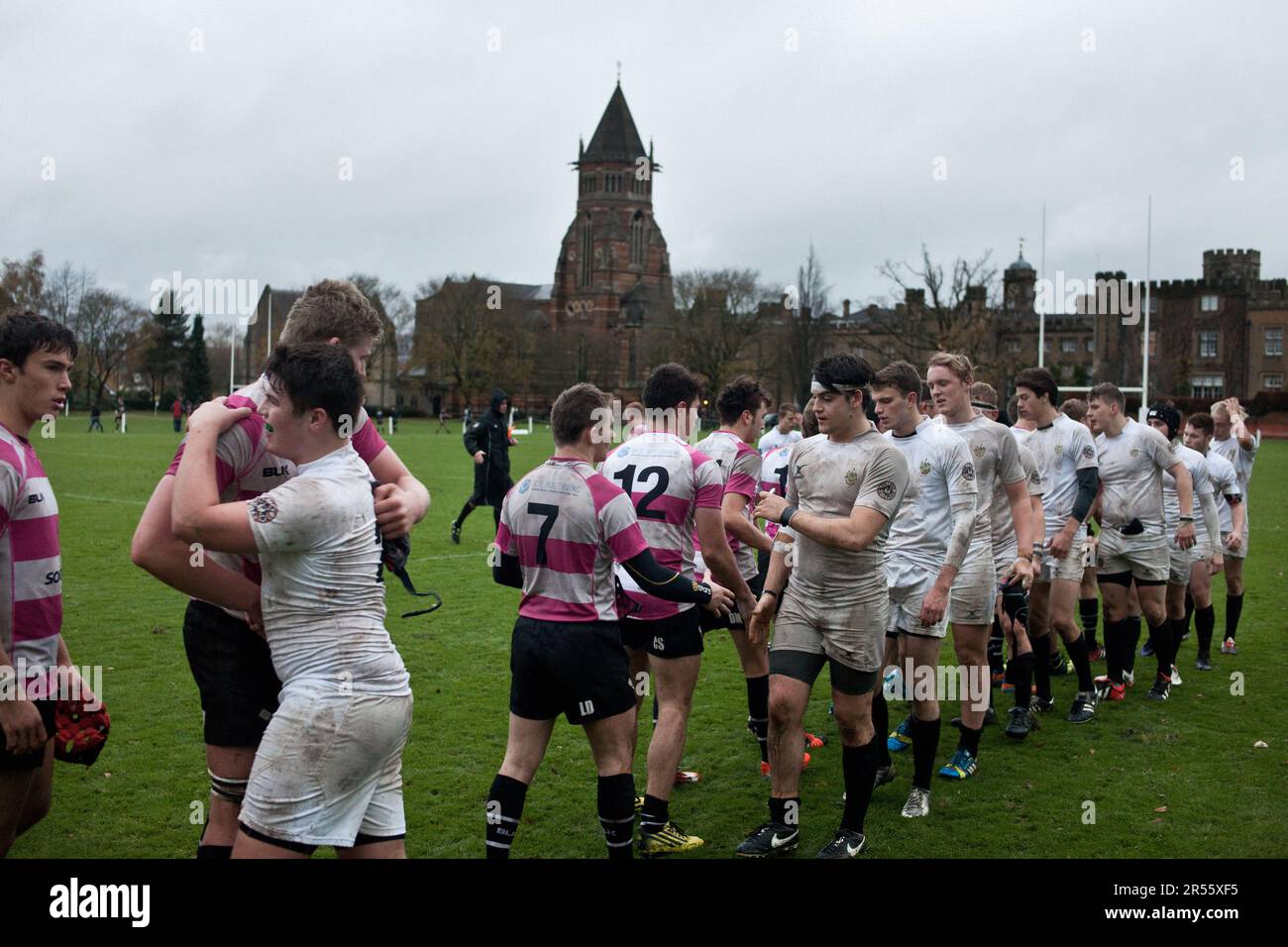 A rugby match played at "the Close", at Rugby school, the same rugby pitch  where that sport was allegedly invented by William Webb Ellis in 1823 Stock  Photo - Alamy