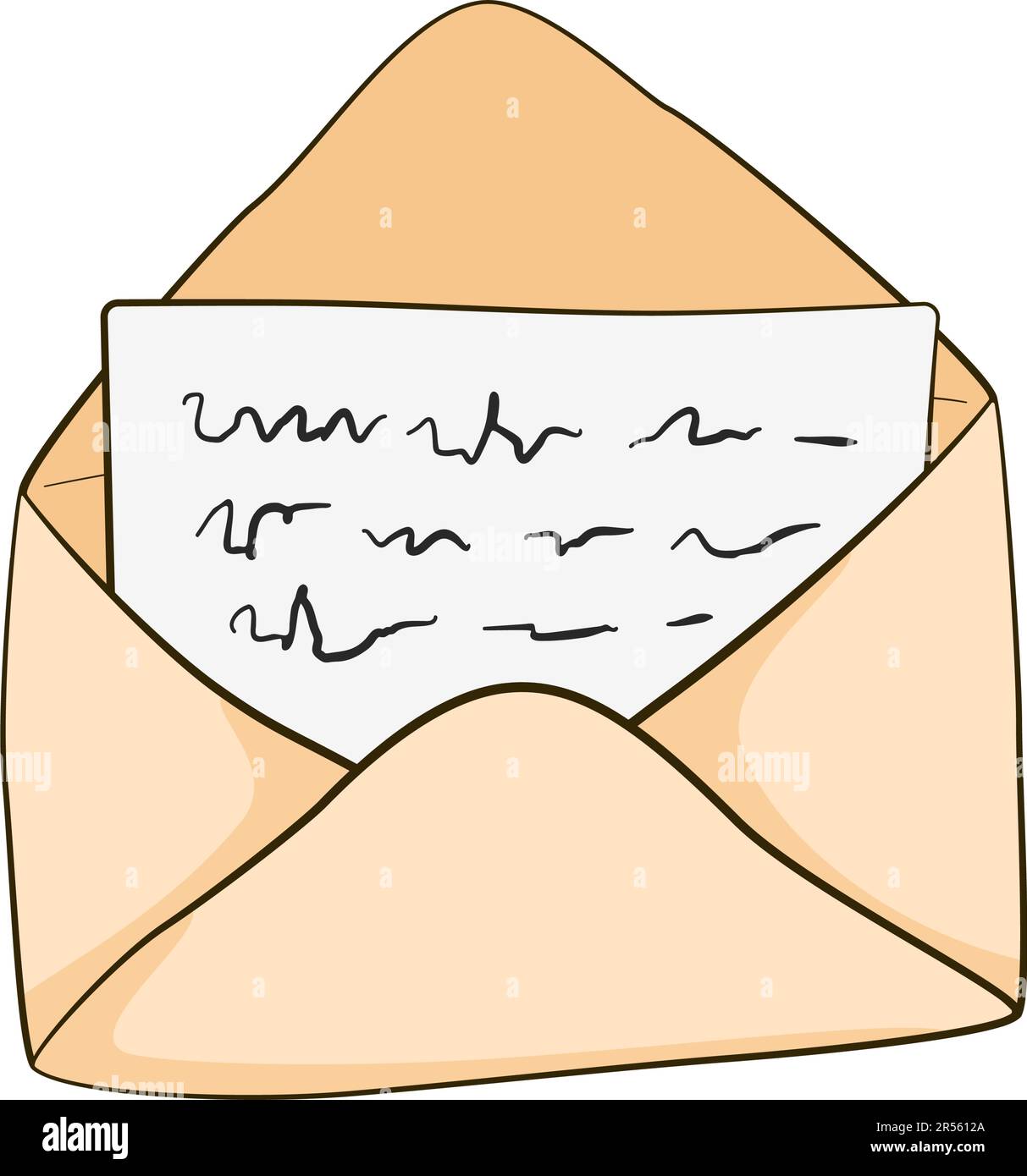 Letter and open envelope. Vector illustration. Cartoon Stock