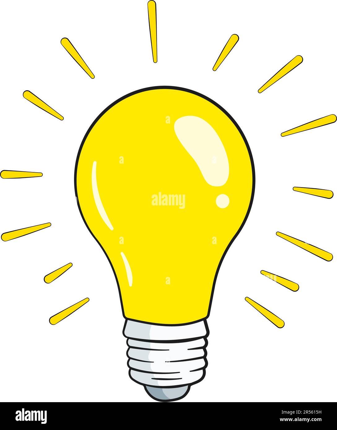 Glowing light bulb. Idea concept. Cartoon. Vector illustration Stock ...