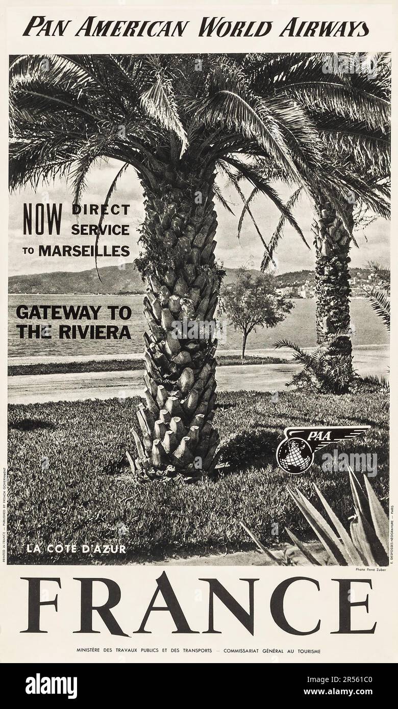Pan Am Pan American World Airways poster The Riviera La Cote d