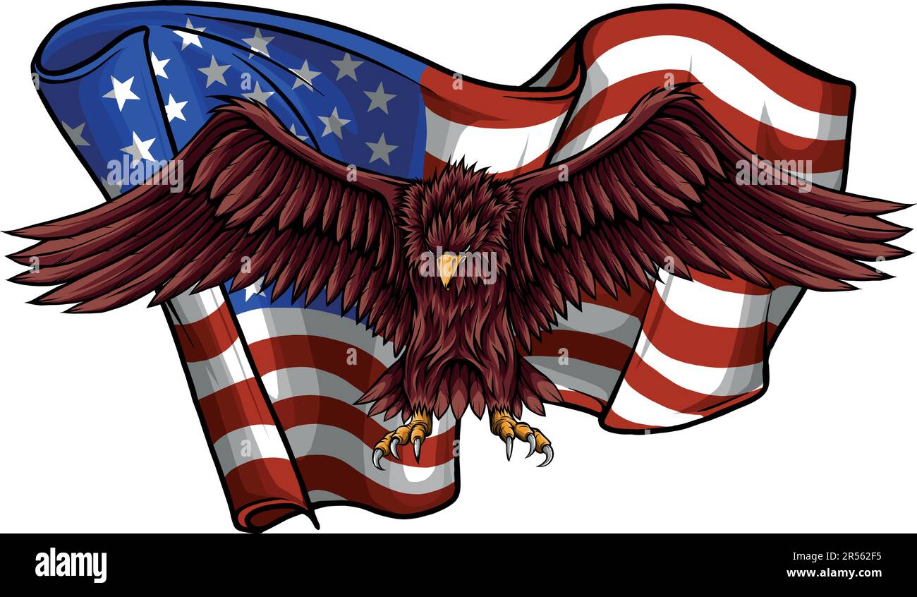 American eagle with USA flags vector illustration Stock Vector Image