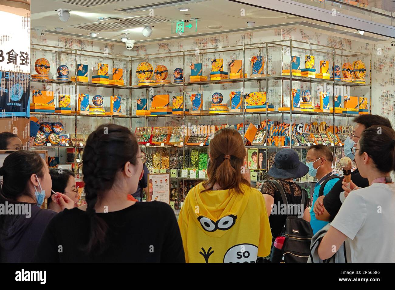 SHANGHAI, CHINA JUNE 1, 2023 Customers line up to buy ice cream at