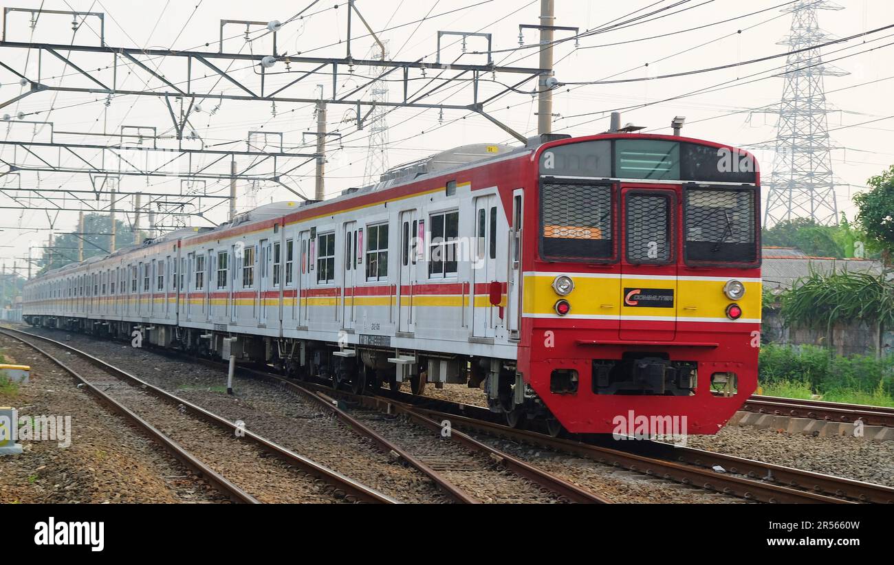 KRL Commuter Line Series JR 203 In Depok, Indonesia. Stock Photo